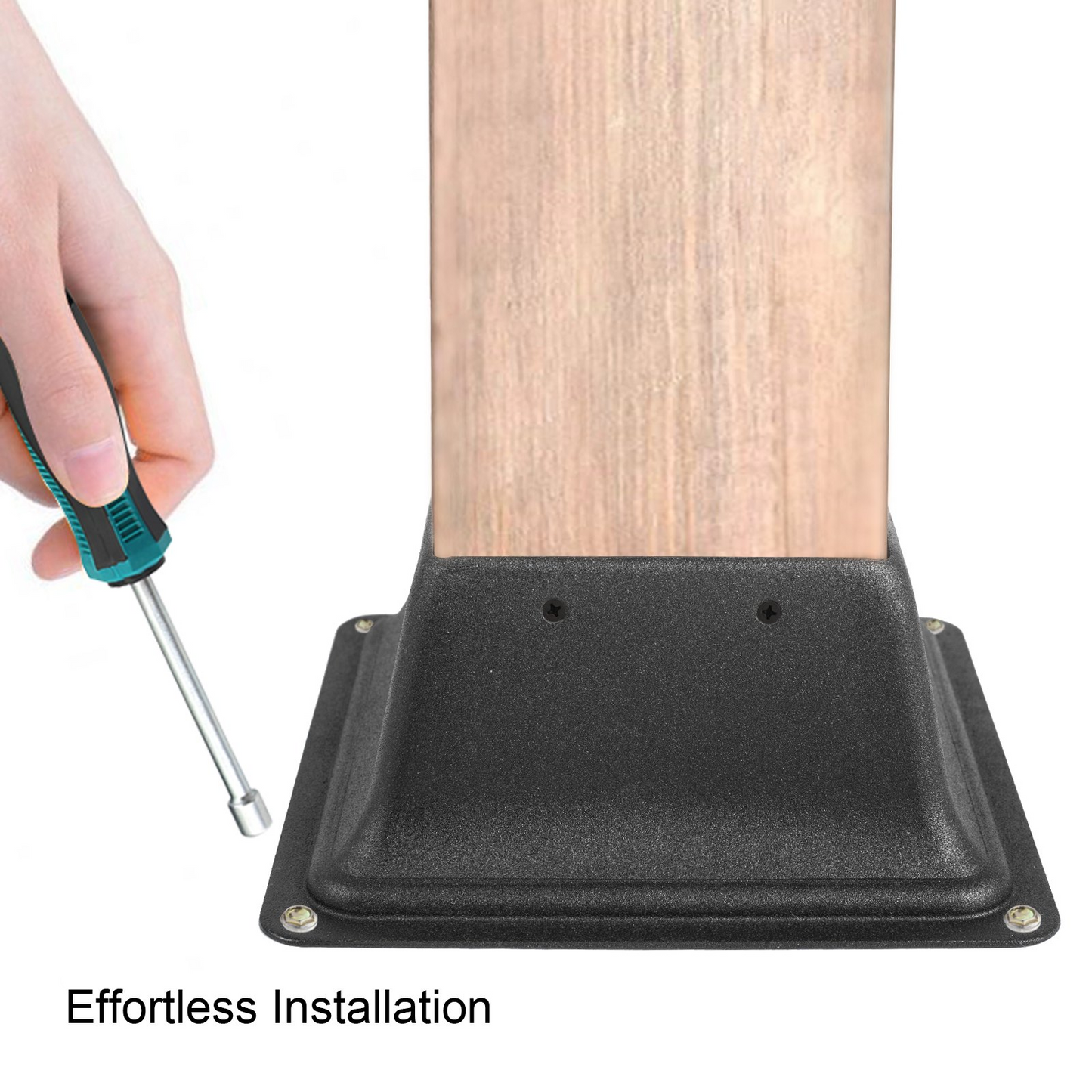 VEVOR Deck Post Base 5 PCS Post Base Skirt 4x4"" (Actual 3.38x3.38"") Post Support Flange 2.5LBS Deck Post Skirt Black Powder-Coated Decking Post Base with Thick Steel for Deck Supports Porch Railings