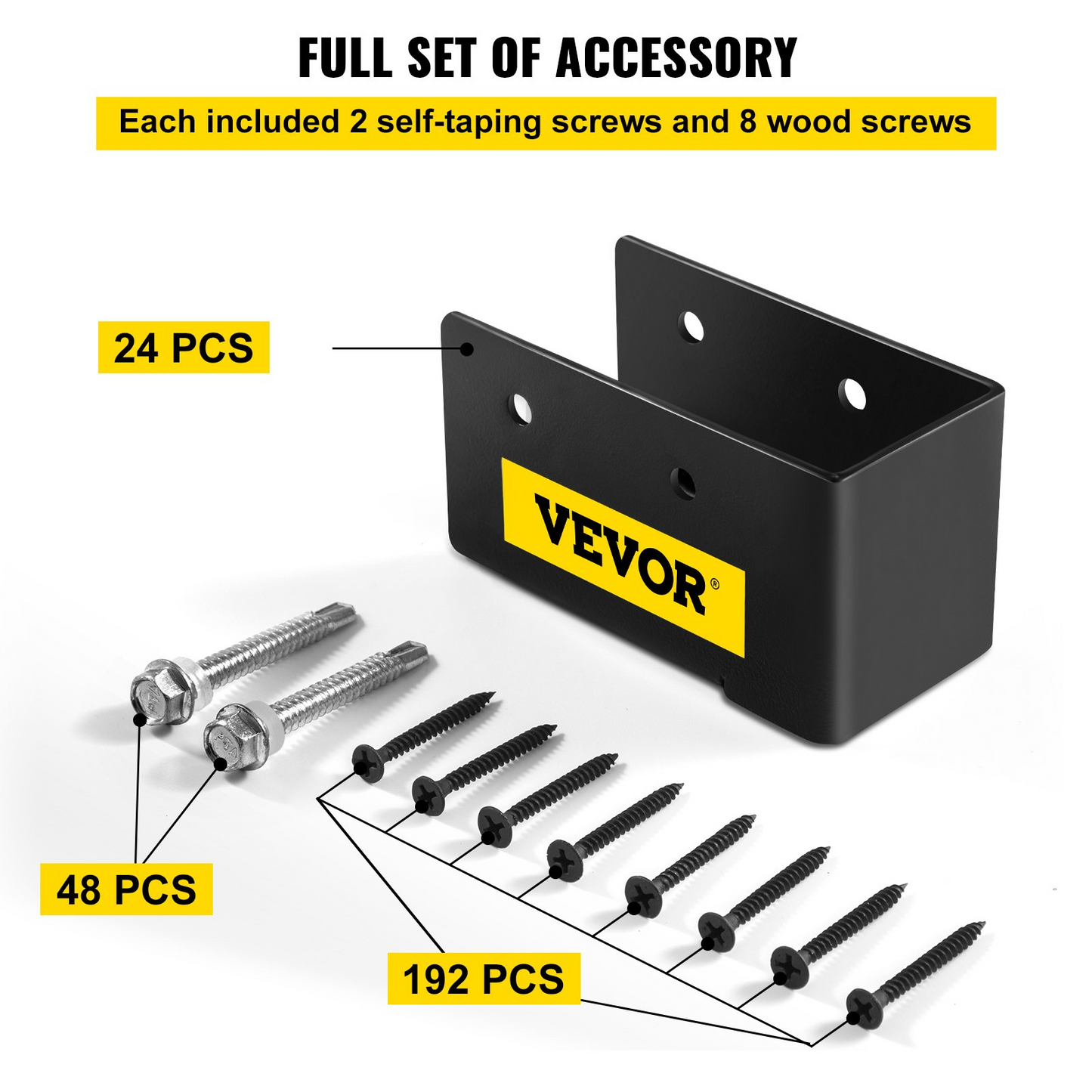 VEVOR Concealed Joist Hanger, 2"x4" Outdoor Accent Concealed-Flange, Pack of 24 Concealed Joist Bracket, Q235 Steel Plate Powder-Coated Concealed Face Mount Joist Hanger for 2"x4" Beam Swing, 3.7"