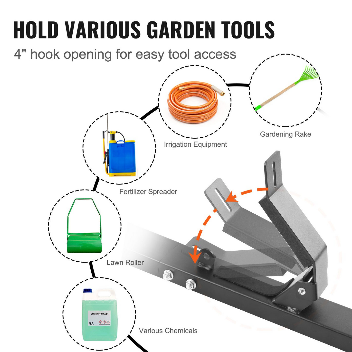 VEVOR Trimmer Rack, 3 Place Weeder Trimmer Rack, Trim Holder Trailer Rack with Zinc Alloy Password Lock, Wall-mounted or Mount on Enclosed Trailer Landscape Weed Eater, Pair