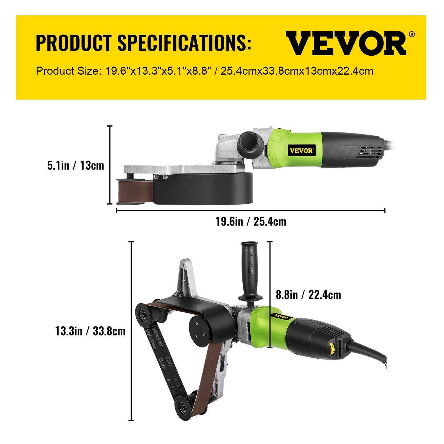 VEVOR Pipe Tube Polisher Sander 7"/180 mm Max Pipe Diameter,Sander Polisher Grinder 110V 800W,Professional Belt Sander Grinding Machine 6 Speeds Adjustable,for Burnishing Finishing Stainless Steel