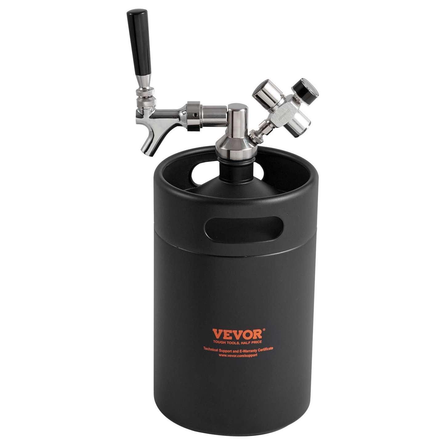 VEVOR Beer Growler Tap System, 170Oz 5L Mini Keg, 304 Stainless Steel Pressurized Beer Growler, Keg Growler with Pressure Display, CO2 Regulator Faucet, Leak-Proof Ring For Draft, Homebrew, Craft Beer