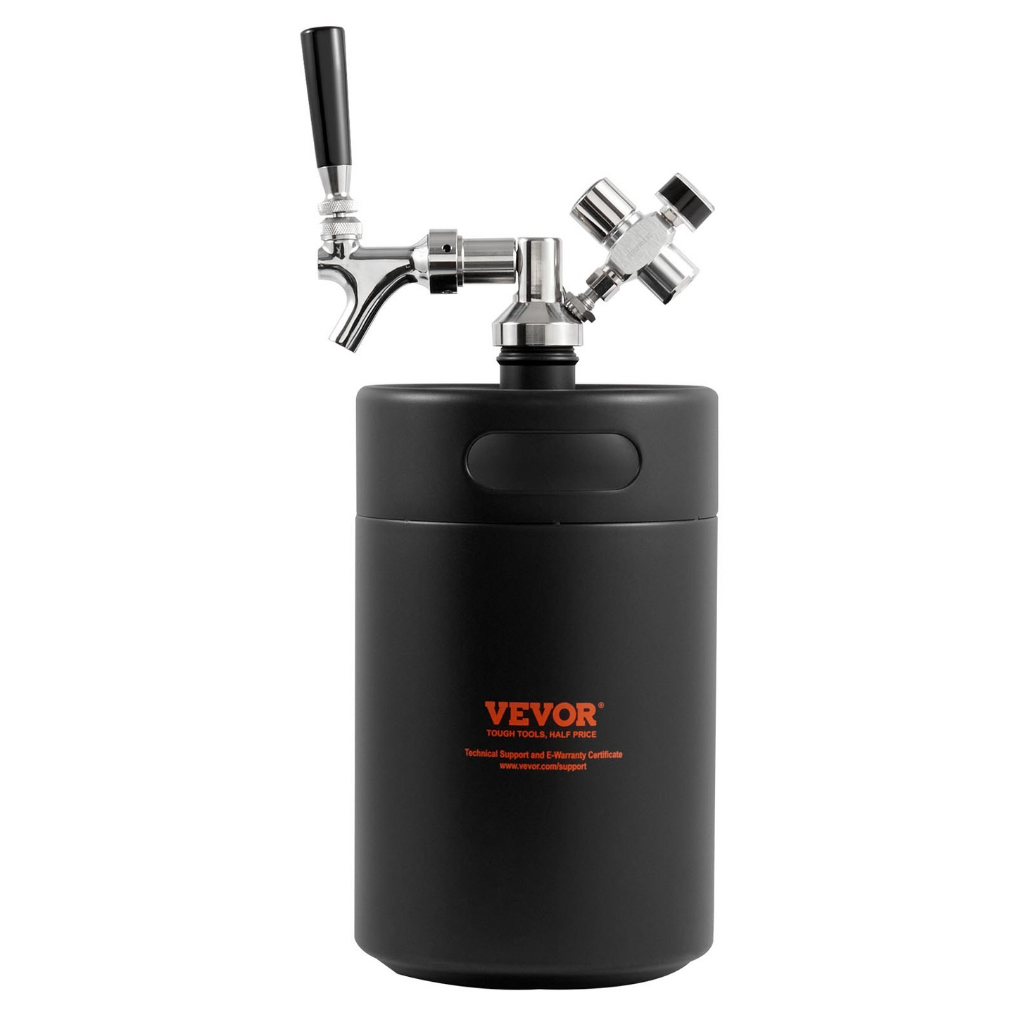 VEVOR Beer Growler Tap System, 170Oz 5L Mini Keg, 304 Stainless Steel Pressurized Beer Growler, Keg Growler with Pressure Display, CO2 Regulator Faucet, Leak-Proof Ring For Draft, Homebrew, Craft Beer