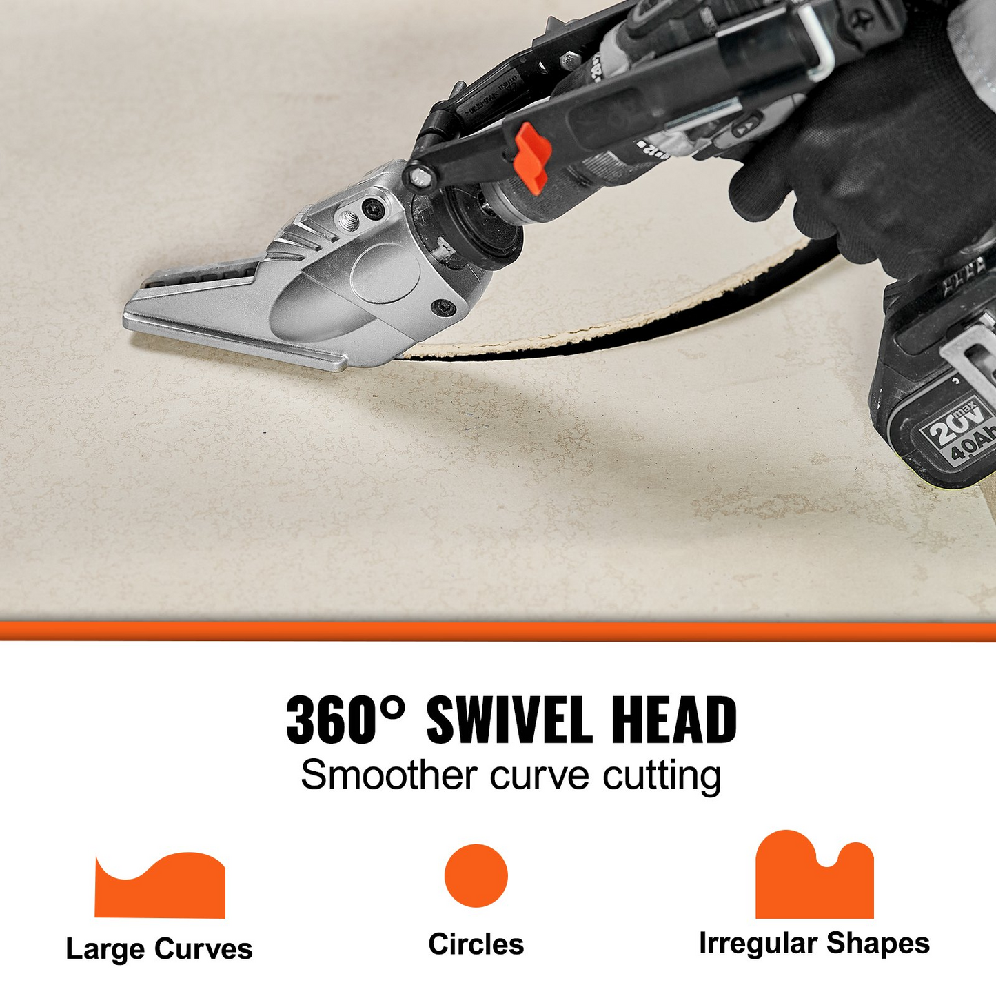 VEVOR Board Cutter Drill Attachment, Board Shears Attachment, with 360 Degree Pivoting Head, Cut Max. 0.47" Plasterboard and 0.5" Fiber Cement, Applicable with Most 1500-3000RPM Electric Drill