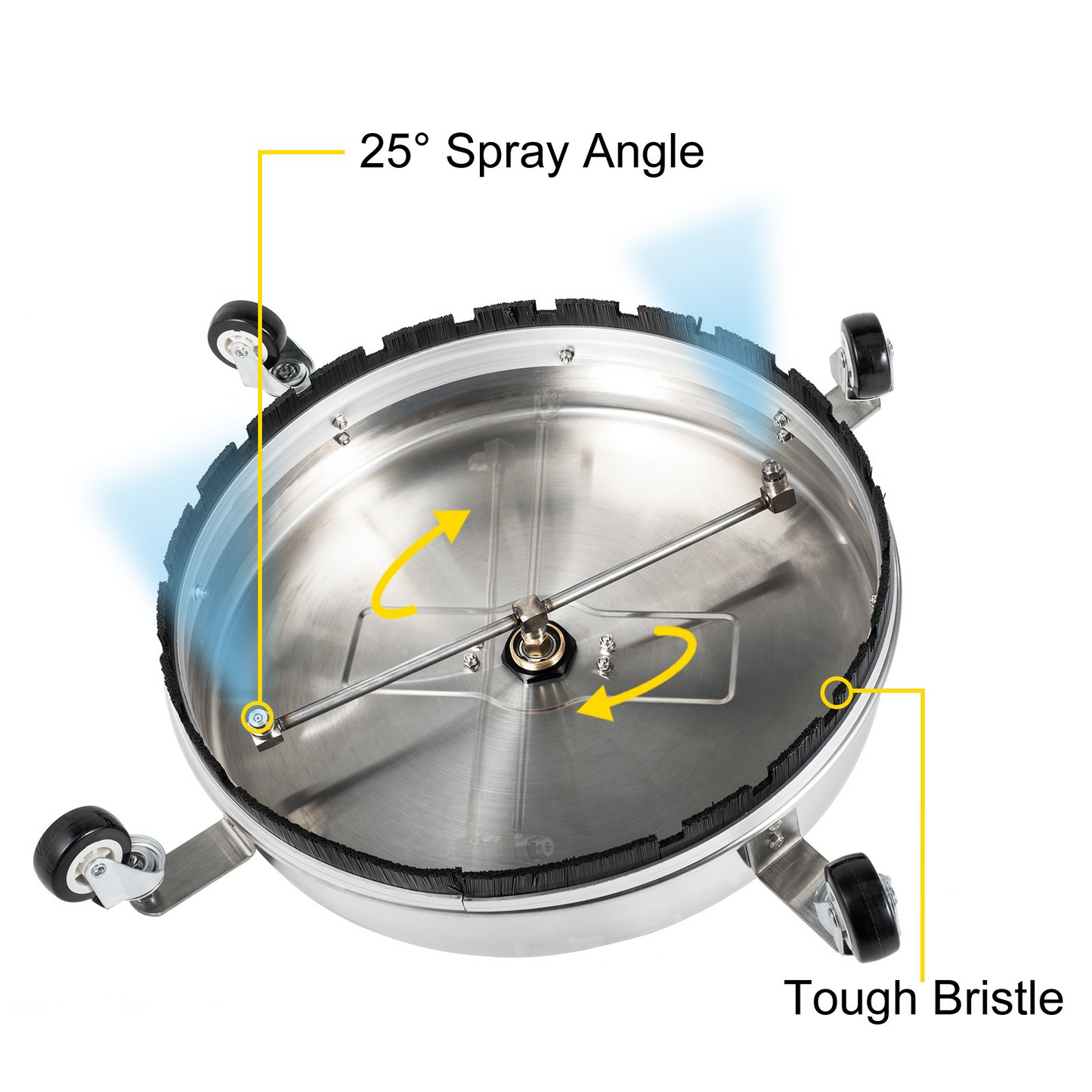 VEVOR Surface Cleaner, 4000 psi Pressure Surface Cleaner, 18" Pressure Washer Surface Cleaner 1/4" QC Pressure Washing Surface Cleaner Stainless Steel Pressure Cleaner for Decks with Twin Rotary Arm