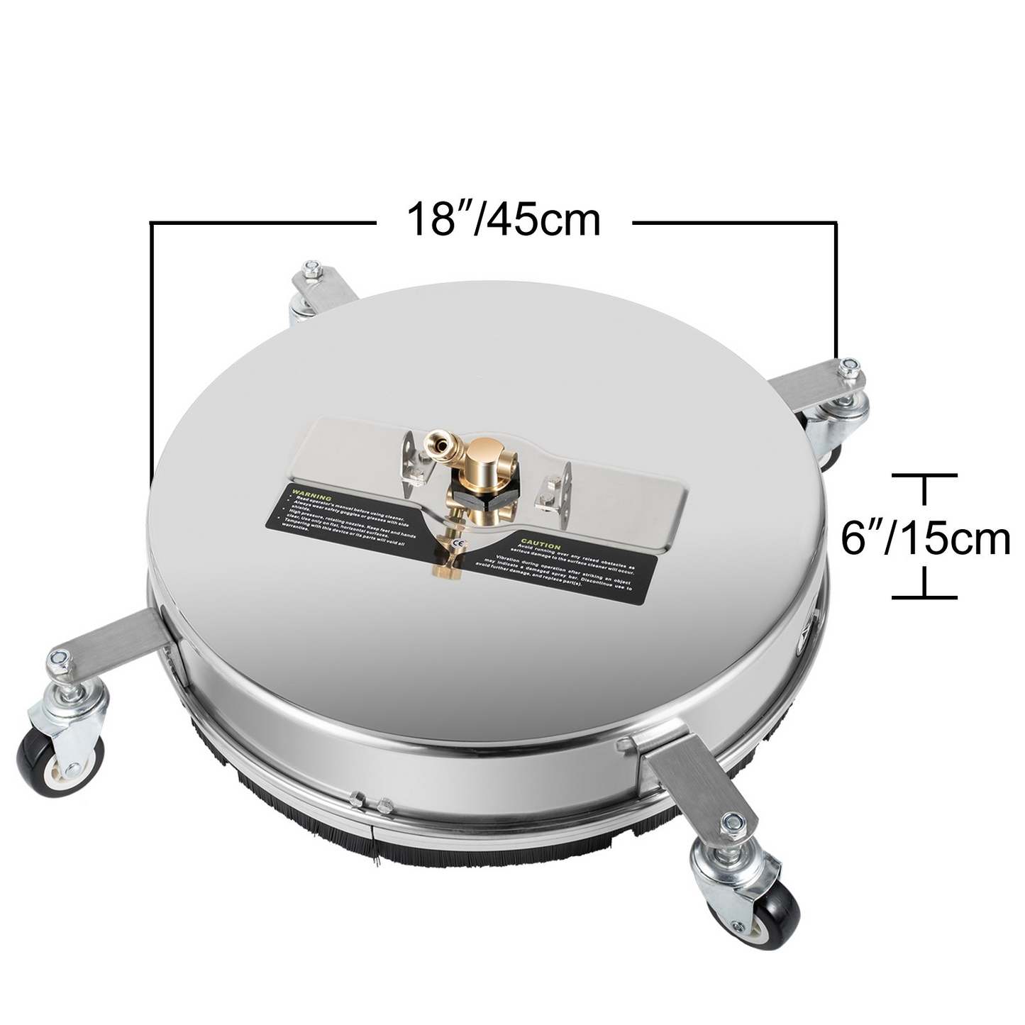 VEVOR Surface Cleaner, 4000 psi Pressure Surface Cleaner, 18" Pressure Washer Surface Cleaner 1/4" QC Pressure Washing Surface Cleaner Stainless Steel Pressure Cleaner for Decks with Twin Rotary Arm