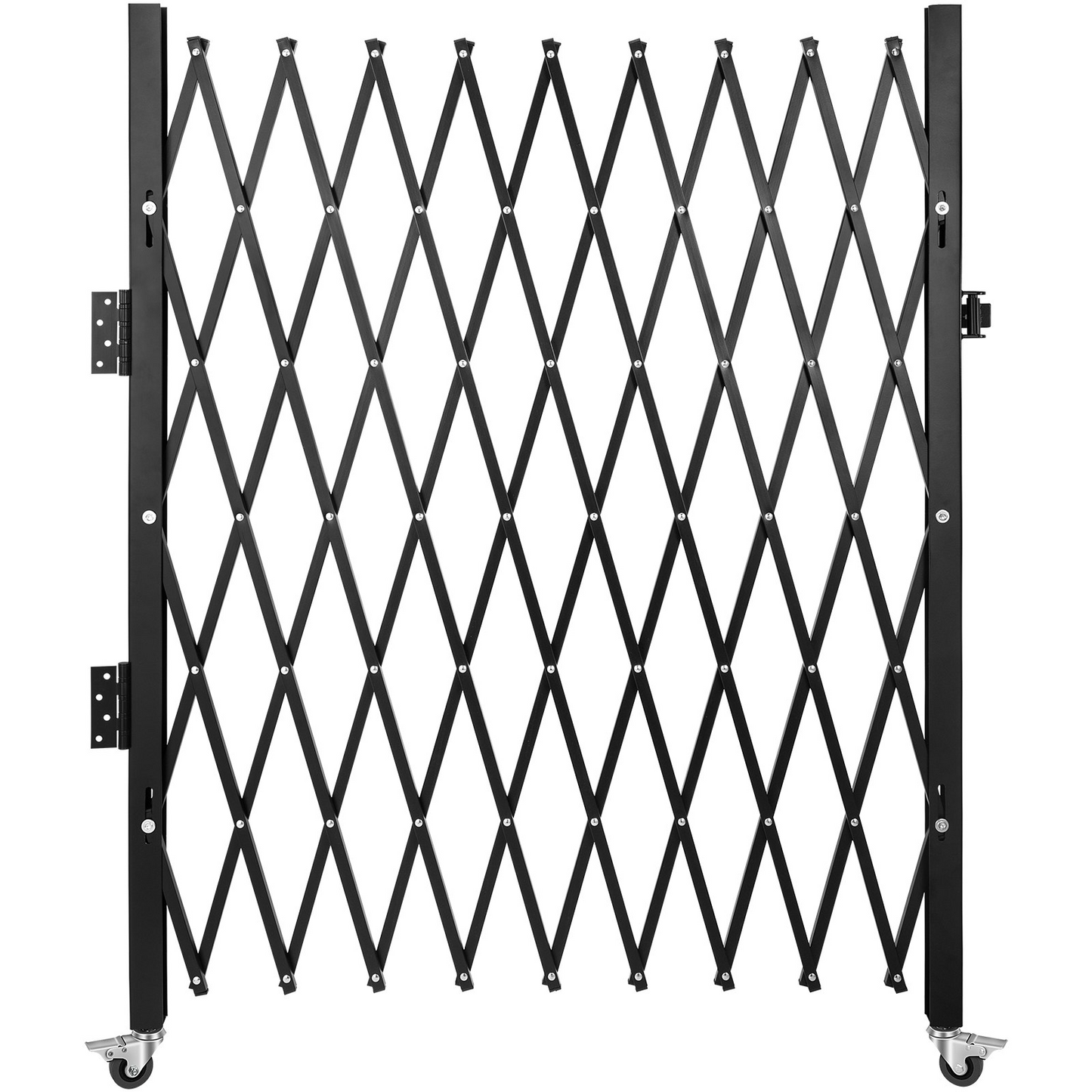 VEVOR Single Folding Security Gate, 7.1' H x 7.1' W （85 x 85 inch）Folding Door Gate, Steel Accordion Security Gate, Flexible Expanding Security Gate, 360° Rolling Barricade Gate, Scissor Gate/Door with Padlock