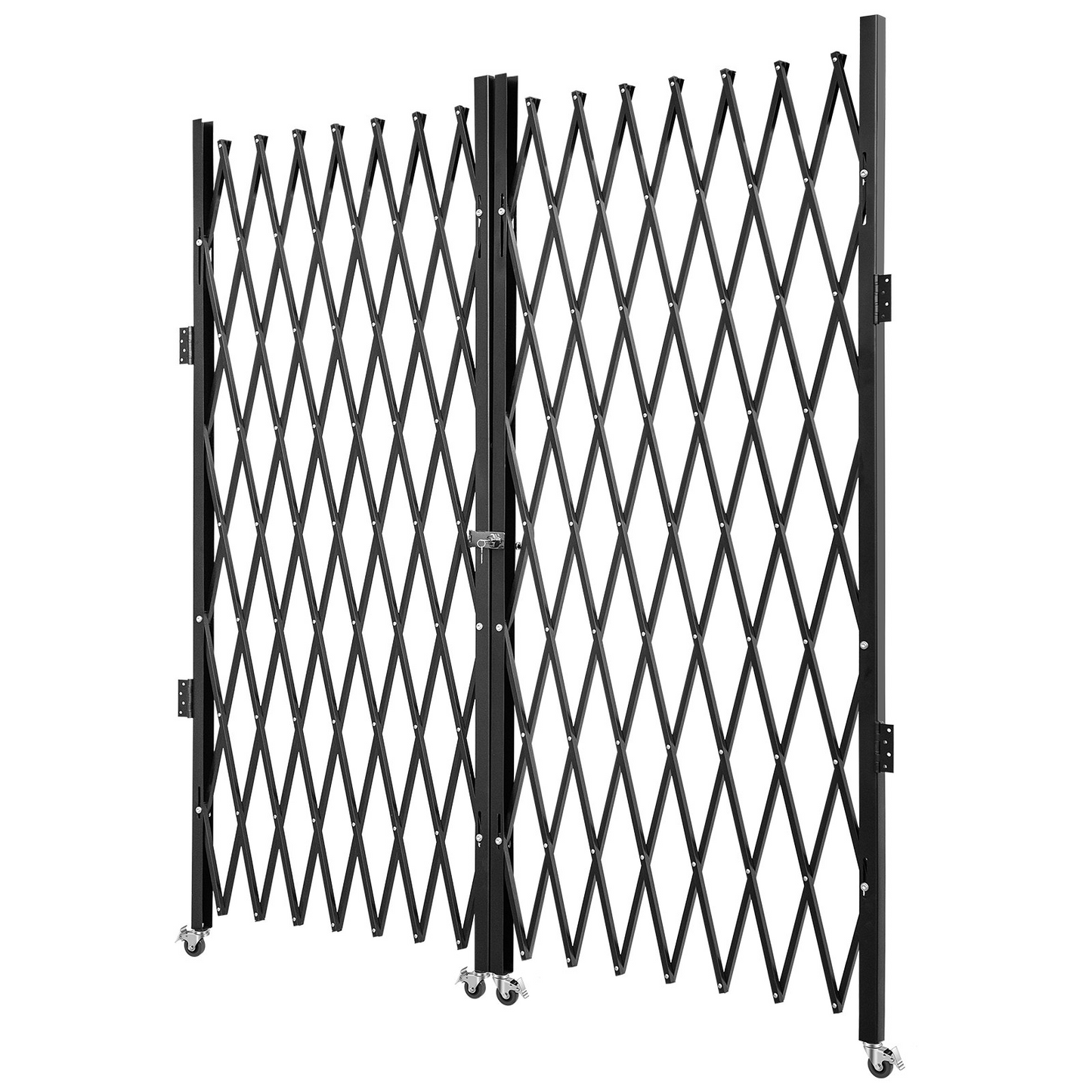 VEVOR Double Folding Security Gate, 7.1' H x 12.5' W Folding Door Gate, Steel Accordion Security Gate, Flexible Expanding Security Gate, 360° Rolling Barricade Gate, Scissor Gate or Door with Keys