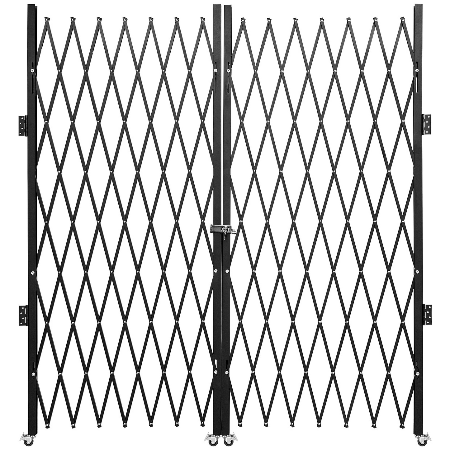 VEVOR Double Folding Security Gate, 7.1' H x 12.5' W Folding Door Gate, Steel Accordion Security Gate, Flexible Expanding Security Gate, 360° Rolling Barricade Gate, Scissor Gate or Door with Keys