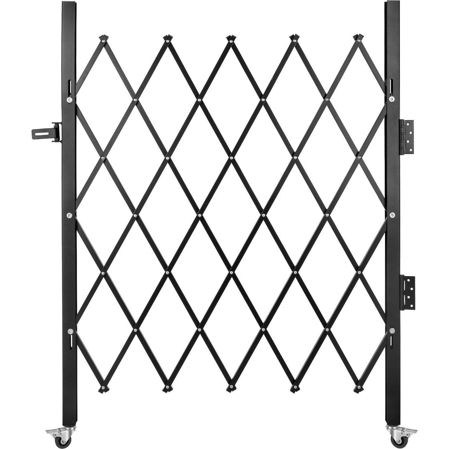 VEVOR Single Folding Security Gate, 5.1'H x 5.9'W （61 x 71 inch）Folding Door Gate, Steel Accordion Security Gate, Flexible Expanding Security Gate, 360° Rolling Barricade Gate, Scissor Gate/Door with Padlock