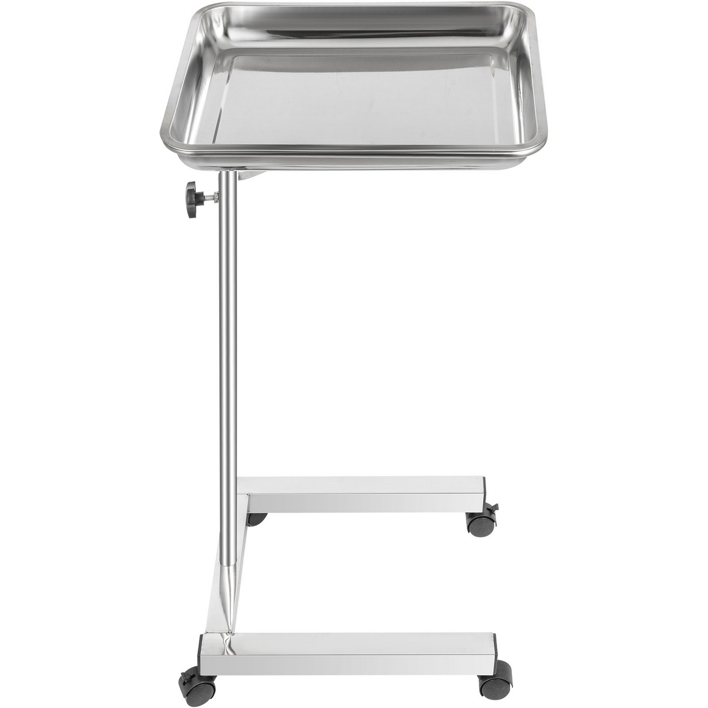 VEVOR Lab Cart Stainless Steel Mayo Tray Stand 18x14 Inch Trolley Mayo Stand Adjustable Height 32-51 Inch Instrument Tray w/Removable Tray & 4 Omnidirectional Wheels for Home Equipment Personal Care