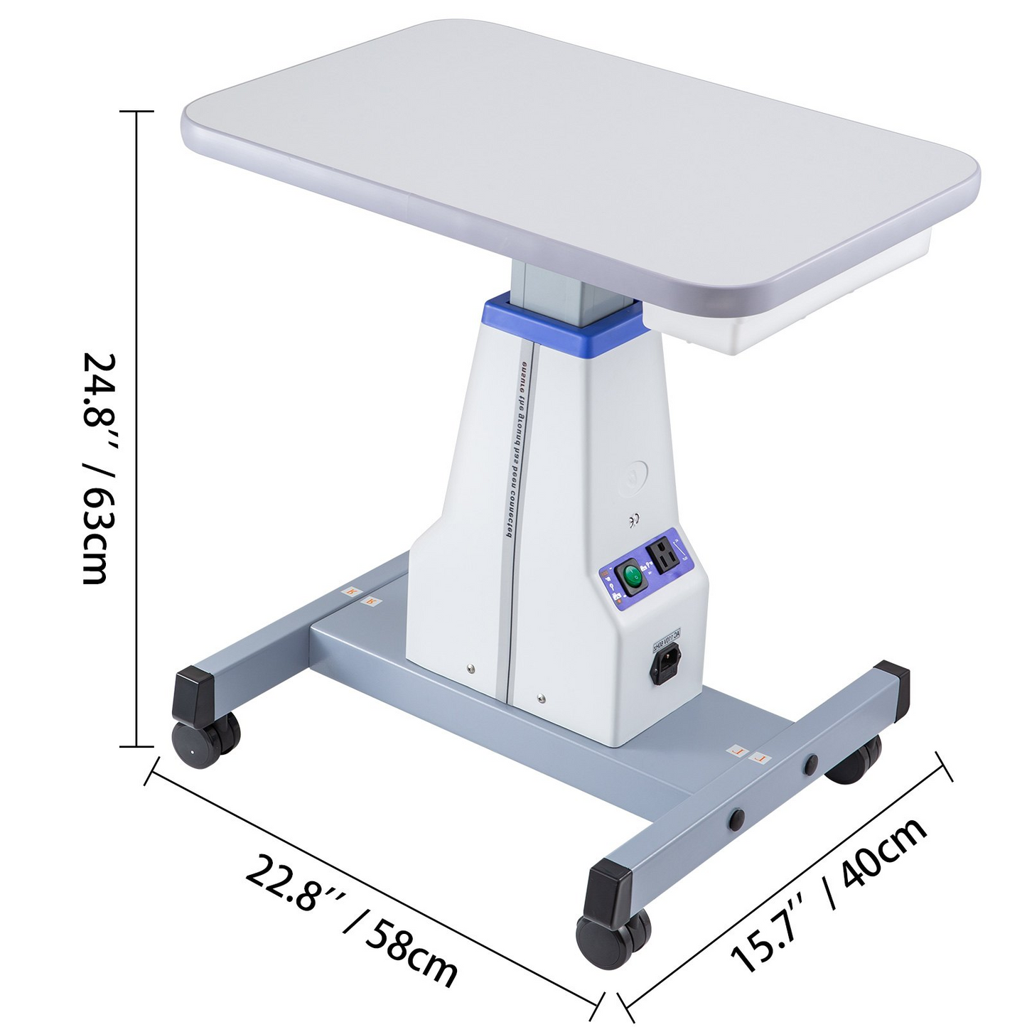 VEVOR Motorized Instrument Table Professional Medical Cart Dental Cart Adjustable Optical Eyeglass Motorized Instrument Work Table for 2 Instruments (A16 22.8"x15.7")