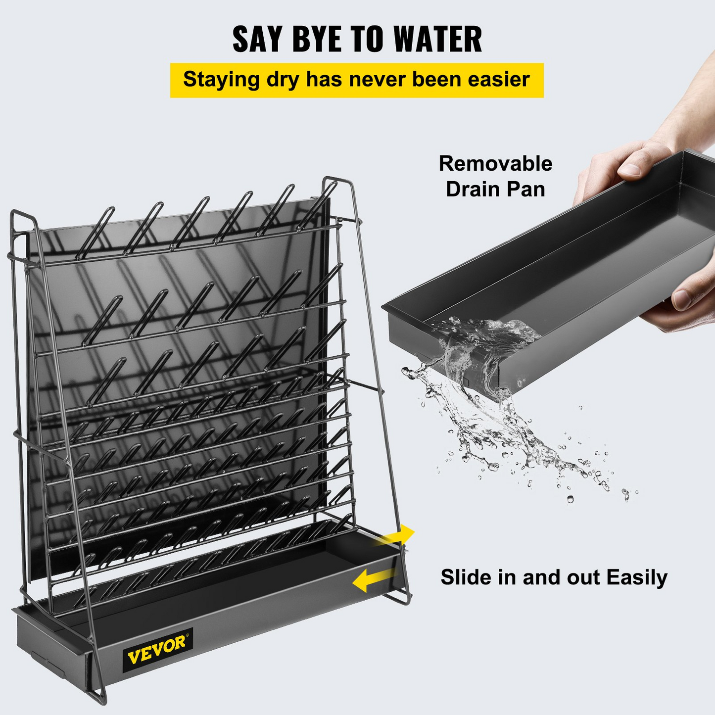 VEVOR Drying Rack for Lab, 90 Pegs Lab Glassware Rack Steel Wire Glassware Drying Rack Wall-Mount/Free-Standing Detachable Pegs Lab Glass Drying Rack Black Cleaning Frame for School Laboratory