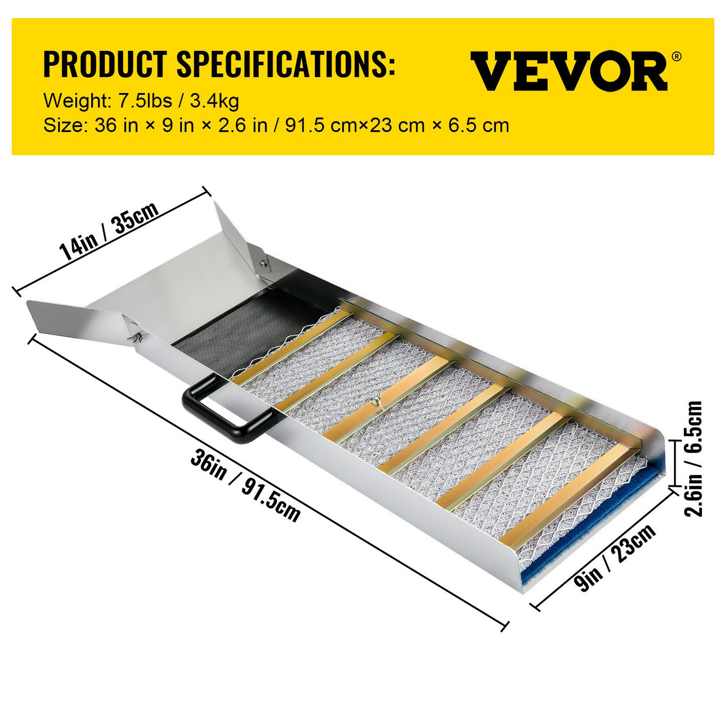 VEVOR Aluminum Alloy Sluice Box, Compact 36" Mini Sluice Boxes for Gold, Lightweight Gold Sluice Equipment, Portable Sluice Boxes w/Miner's Moss, River, Creek, Gold Panning, Prospecting, Dredging