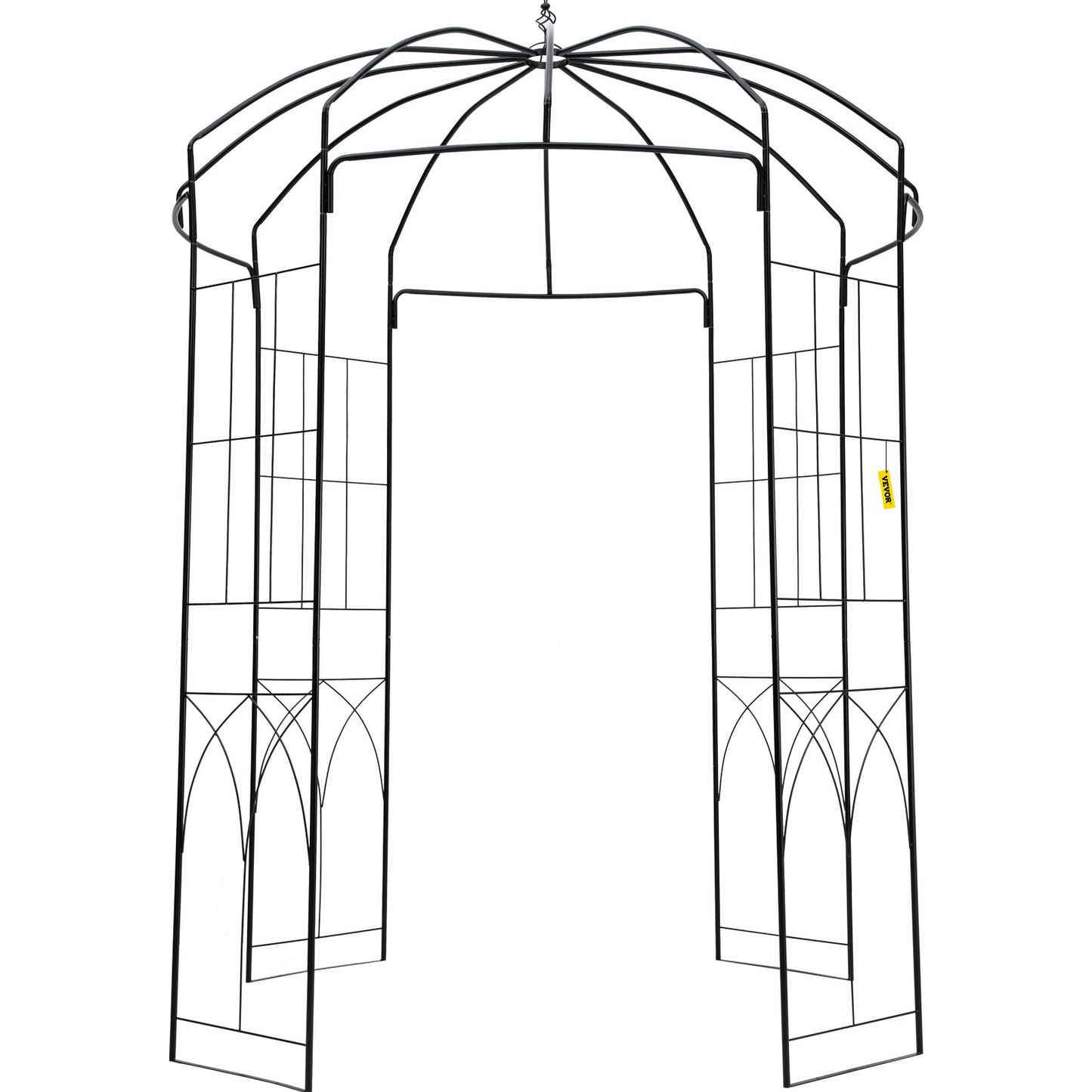 VEVOR Birdcage Shape Garden Arbor, 9' High x 6.6' Wide, Heavy Duty Wrought Iron Arbor, Wedding Arch Trellis for Climbing Vines in Outdoor Garden, Lawn, Backyard, Patio, Black