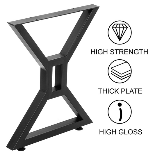 VEVOR Dining Table Legs 28 inch, Metal Table Legs 2PCs, Hollow X-Shaped Legs 440 Lbs Load Capacity DIY Coffee Table Legs Black Anti-Rust Iron Office Table Legs with Baking Varnish for Dining Table