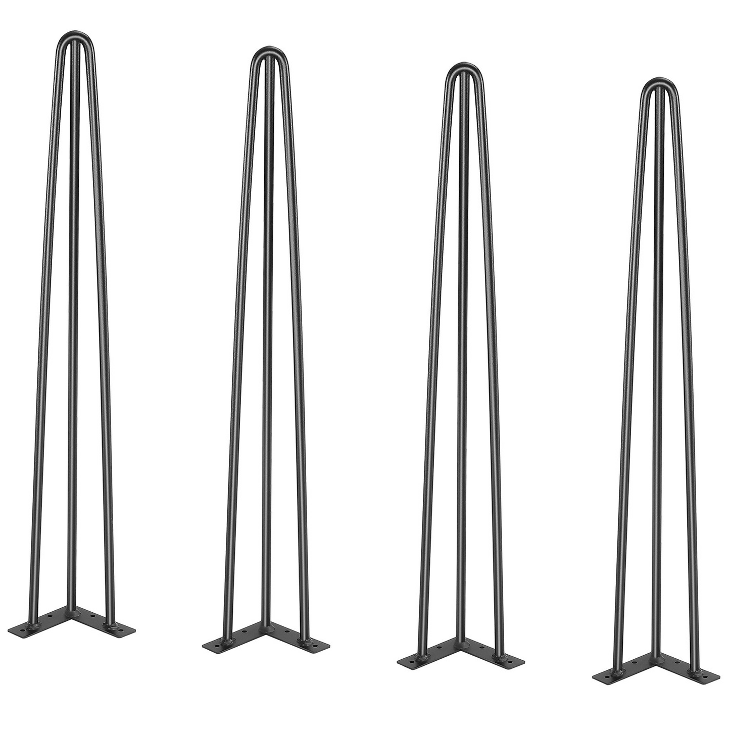 VEVOR Hairpin Table Legs 28", Set of 4 Desk Legs 900lbs Load Capacity, Hairpin Desk Legs 3 Rods for Desk Chairs Bench Dining End Table, Solid Carbon Steel Heavy Duty Furniture Legs Black