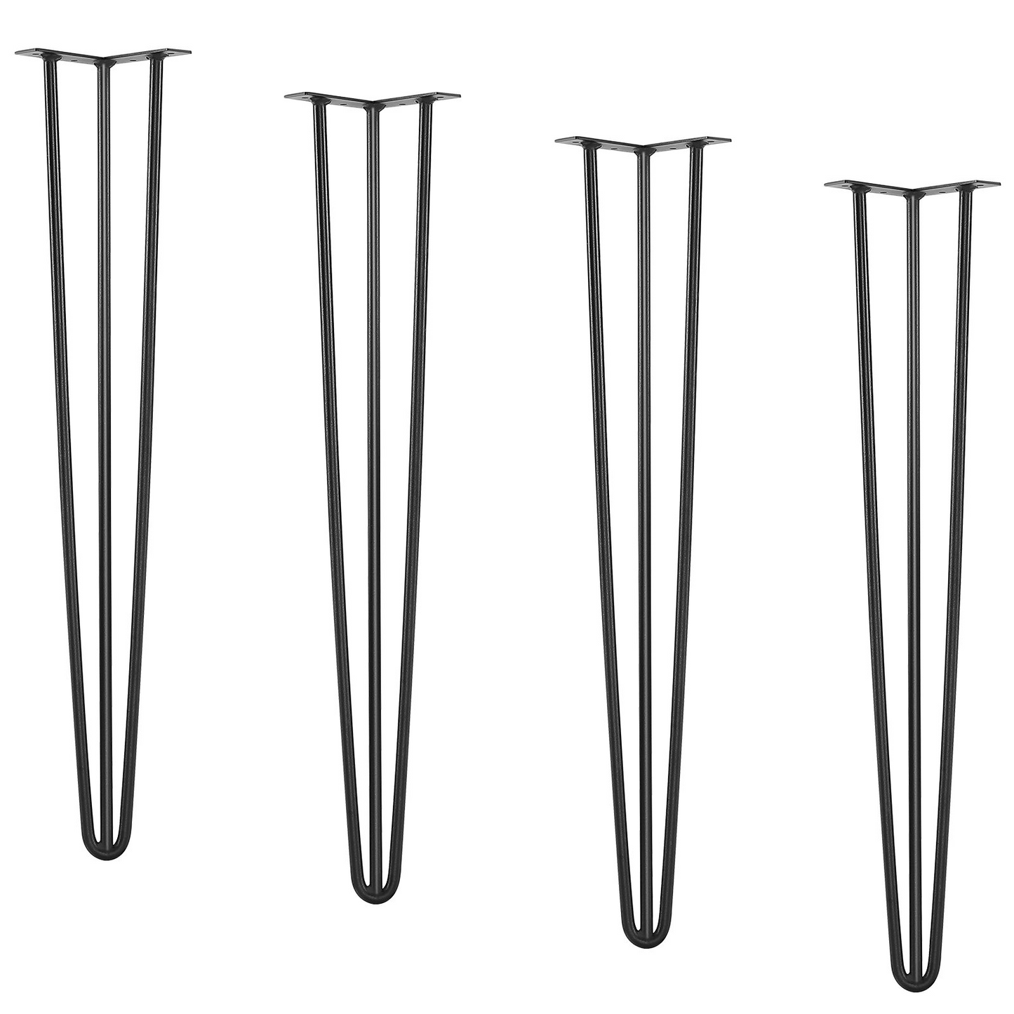 VEVOR Hairpin Table Legs 28", Set of 4 Desk Legs 900lbs Load Capacity, Hairpin Desk Legs 3 Rods for Desk Chairs Bench Dining End Table, Solid Carbon Steel Heavy Duty Furniture Legs Black