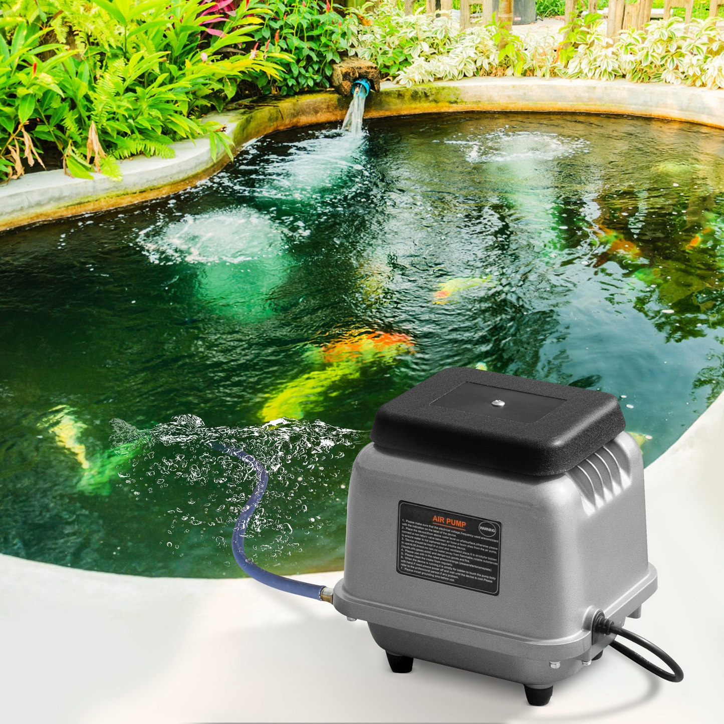 VEVOR Linear Air Pump, 109L/Min Air Flow Septic Aerator Pump, Aeration System for 1/2 Acre 10 FT Deep Ponds, Water Gardens, Waste Treatments, Septic Tanks, Aquariums, Seafood Restaurants, Fish Farms