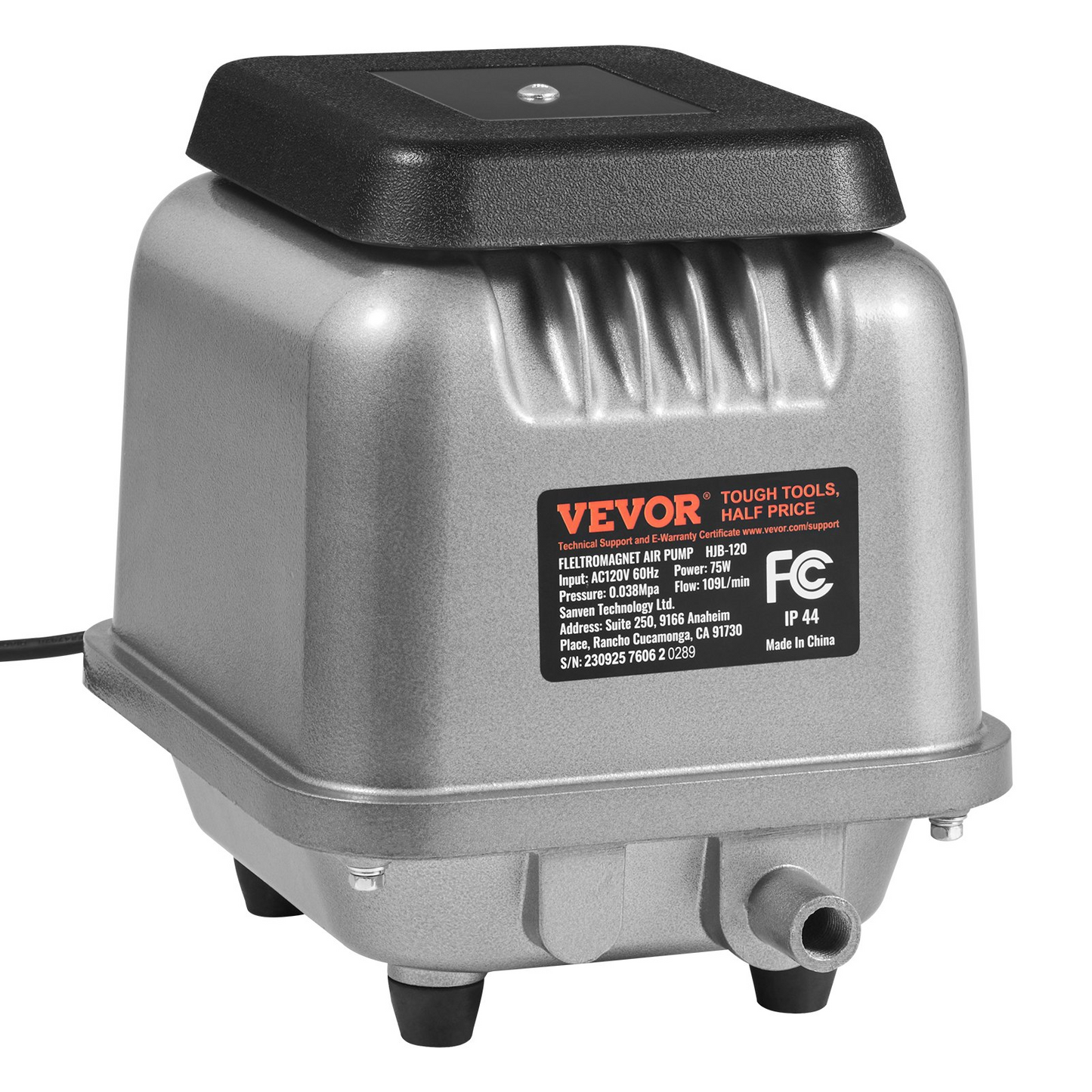 VEVOR Linear Air Pump, 109L/Min Air Flow Septic Aerator Pump, Aeration System for 1/2 Acre 10 FT Deep Ponds, Water Gardens, Waste Treatments, Septic Tanks, Aquariums, Seafood Restaurants, Fish Farms