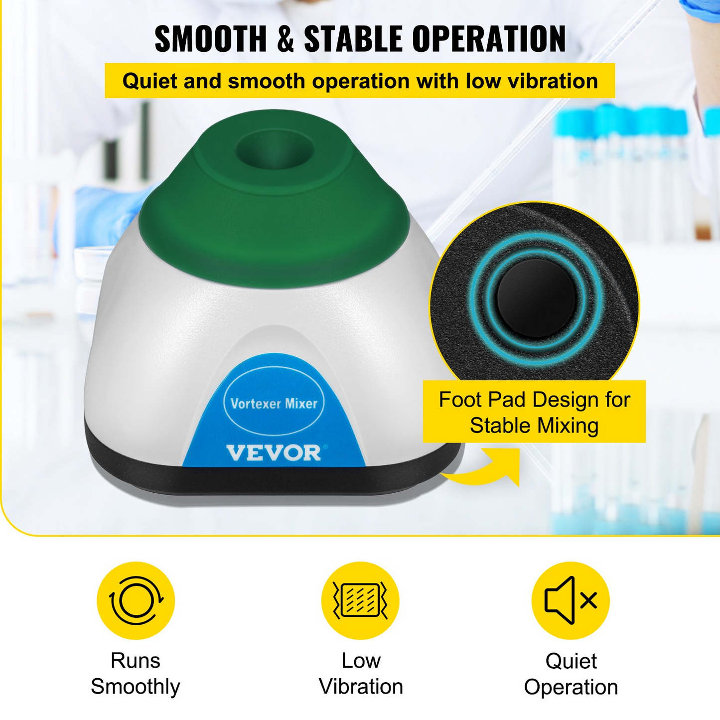 VEVOR Vortex Mixer, 6000rpm Mini Vortex Mixer Shaker Touch Function USB Charging Vortex Shaker, Mix Up to 50ML 6mm Orbital Diameter for Paint Tattoo Ink Test Tube Nail Polish, Test Tube Included