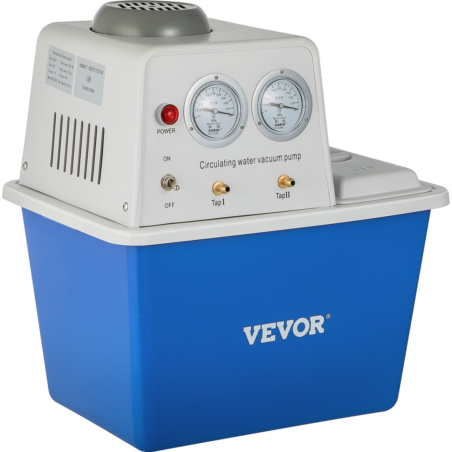 VEVOR Lab Multi-Purpose Water Circulating Vacuum Pump,15L, with 2 Off-Gas Taps,Stainless Vacuum Pump 180W 110V,Anti-Corrosion Pump Lab Chemistry Equipment