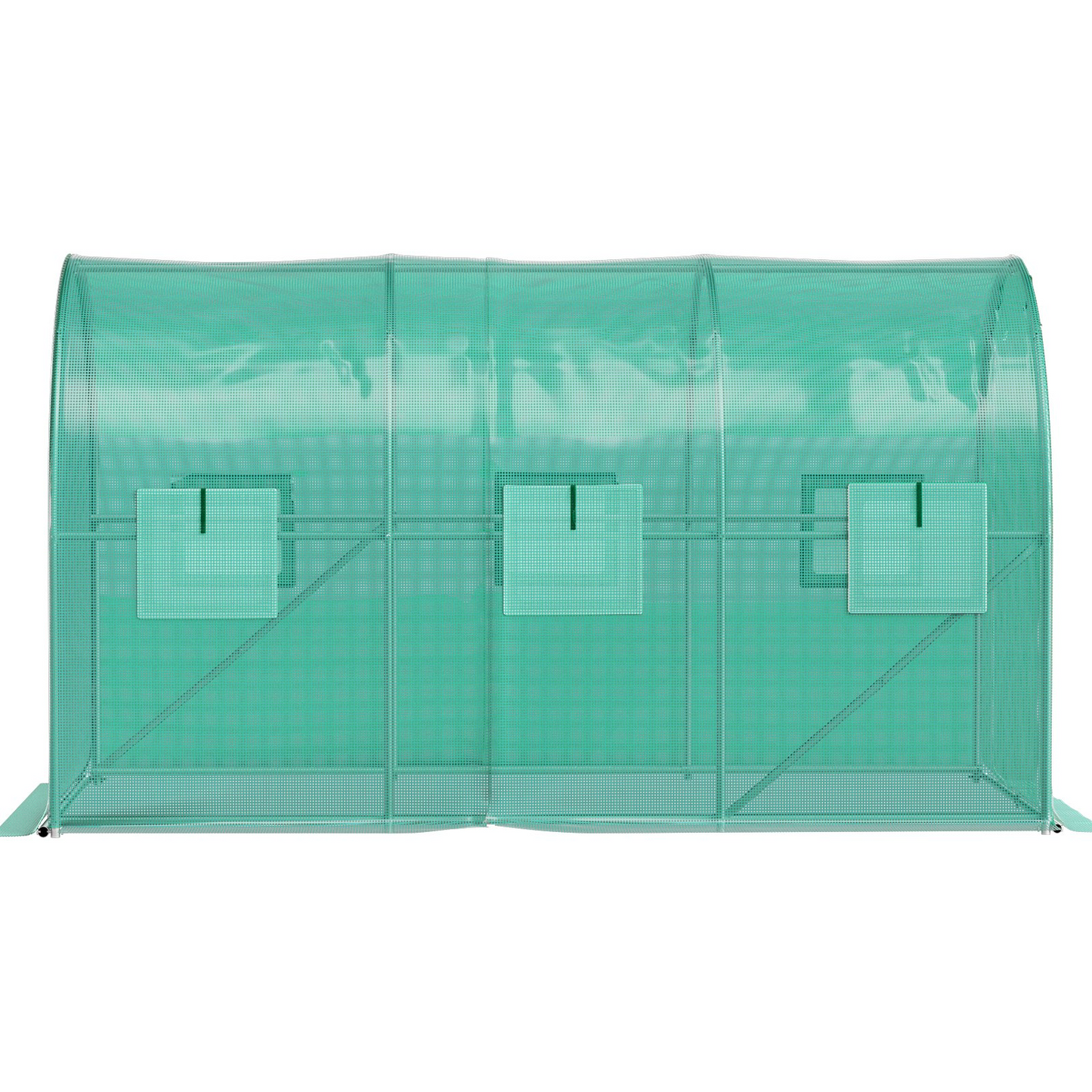 VEVOR Walk-in Tunnel Greenhouse, 12 x 7 x 7 ft Portable Plant Hot House w/ Galvanized Steel Hoops, 1 Top Beam, Diagonal Poles, Zippered Door & 6 Roll-up Windows, Green