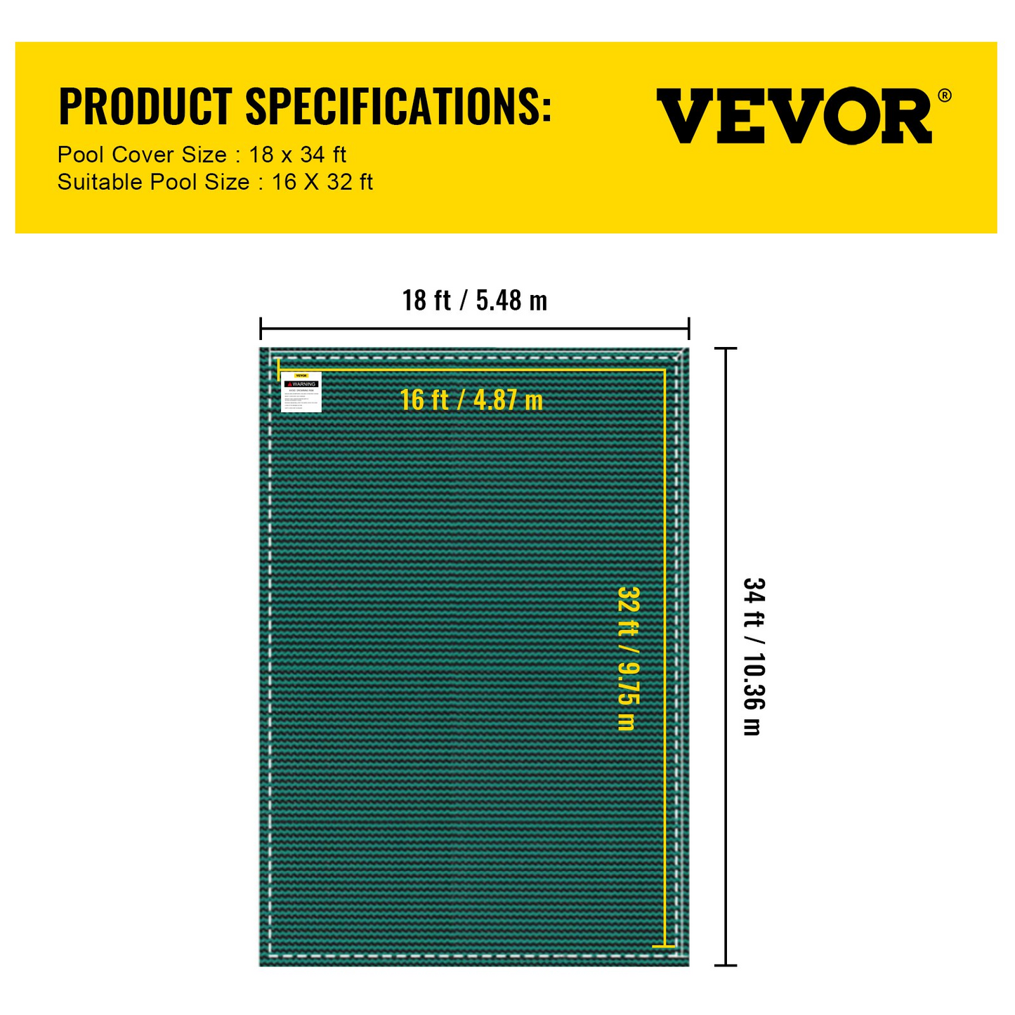 VEVOR ft 16x32 Pool Safety Cover, Green