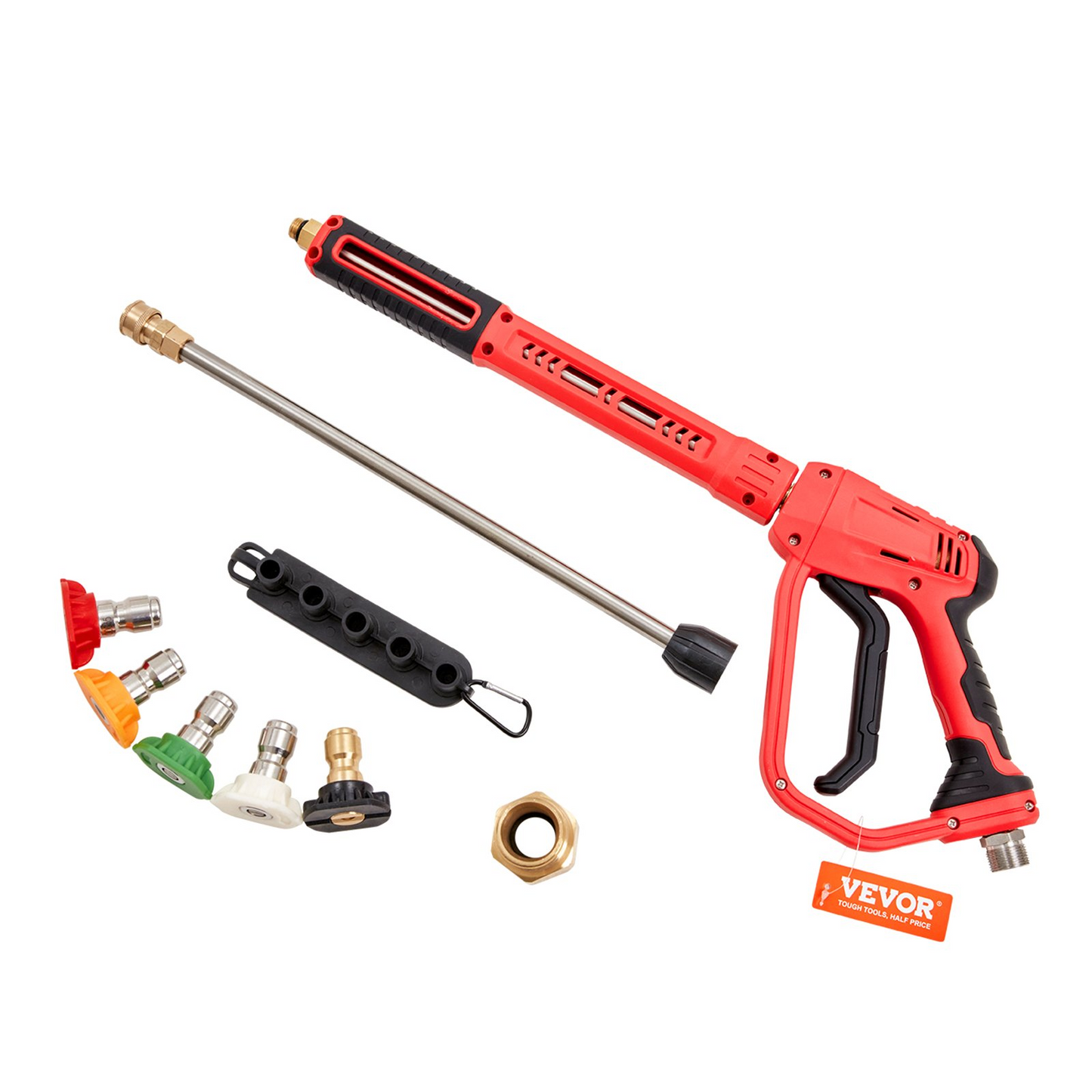 VEVOR High Pressure Washer Gun, 4000 PSI, Power Washer Spay Gun with Replacement Extension Wand, M22-14mm Inlet & 1/4'' Outlet Hose Connector Foam Gun, Pressure Washer Handle with 5 Nozzle Tips