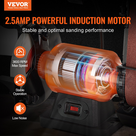 VEVOR 8 Inch Bench Grinder with 2 x28 Inch Belt Sander Combo, Bench Grinder Sander with 2.5A Induction Motor for Metalworking Sharpening Grinding