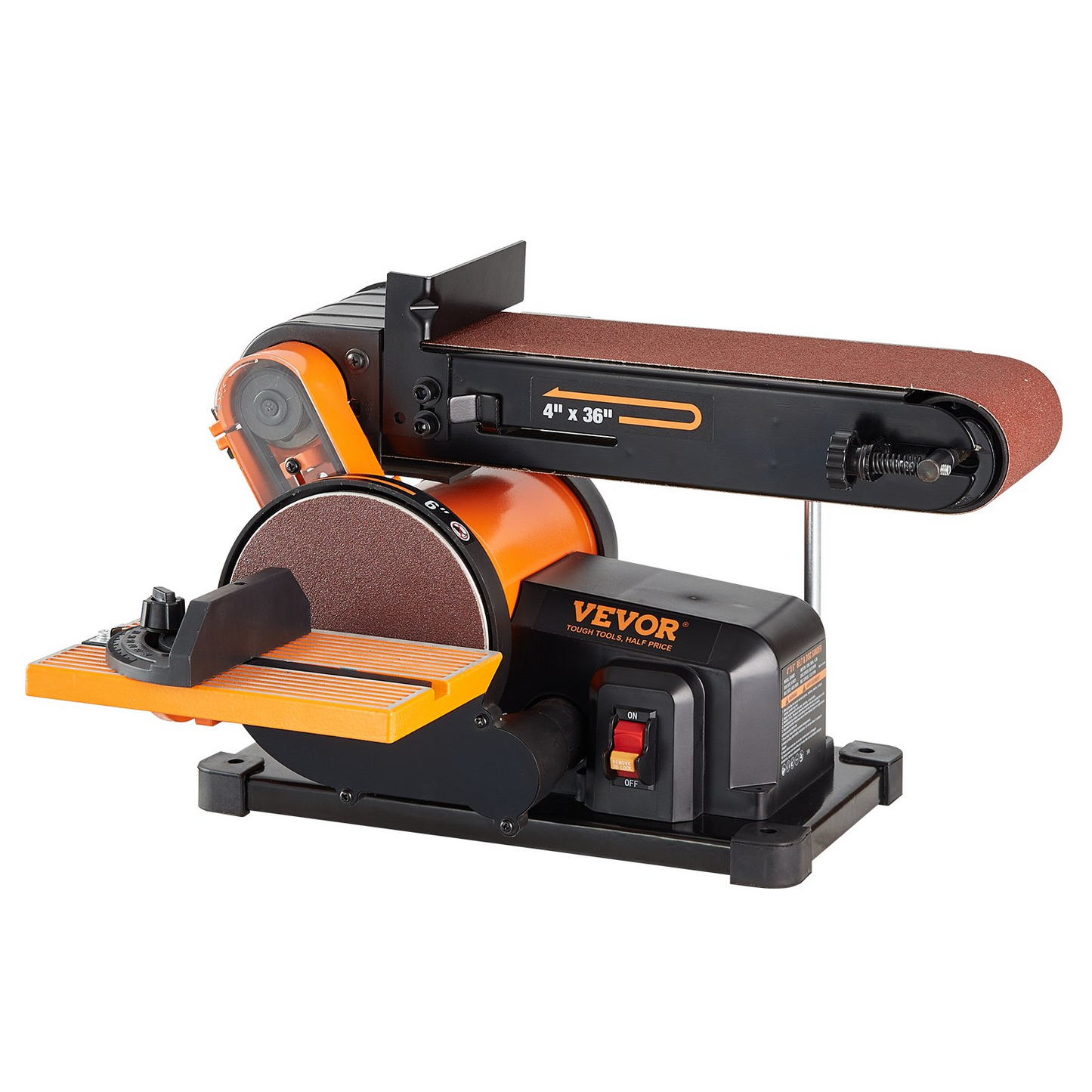 VEVOR Belt Disc Sander Combo, 6" Disc Sander and 4"x36" Belt Sander with 4.3A Induction Motor 3570RPM, Bench Sander & 0-90° Tiltable Belt and 0-45° Adjustable Cast Aluminum Worktable for Woodworking