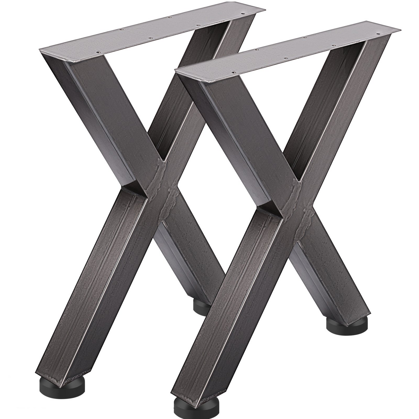 VEVOR Set of 2 Steel Table Legs, 28''Height 24''Wide Dining Table Legs, Heavy Duty 3.1" Square Box Section X Frame Table Legs, 28x24x3.1 Inch Original Color Industrial Country Style Metal Dining Legs