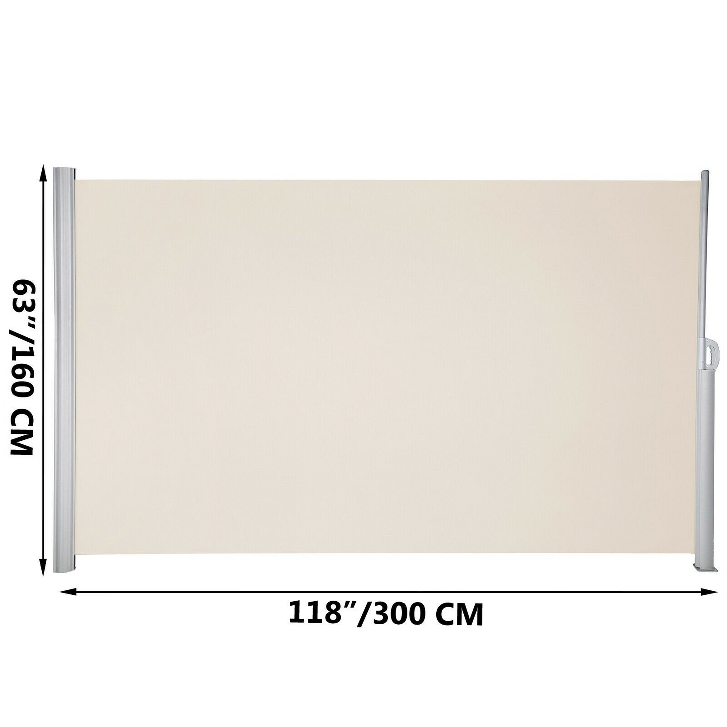 VEVOR Beige Retractable 63'x118'' Awning-Rugged Full Aluminum Rust-Proof Side Awning Patio Sunshine Privacy Divider Wind Screen. Longer Service Life, Suitable for Courtyard, Roof Terraces and Pools