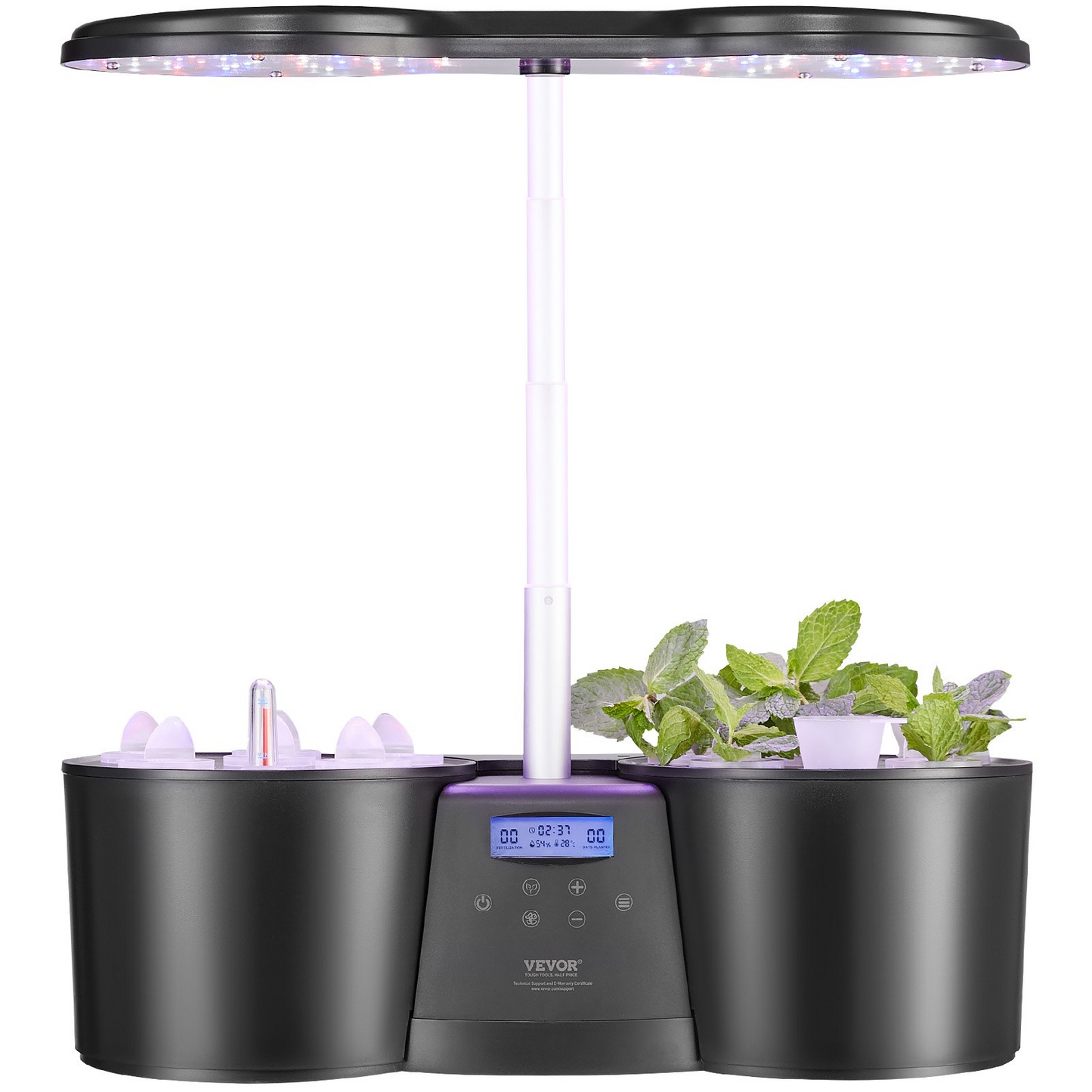 VEVOR Hydroponics Growing System, 12 Pods Indoor Growing System, Indoor Herb Garden with Full-Spectrum LED Grow Light, Indoor Gardening System Height Adjustable, 4.2L Water Tank, Auto Timer