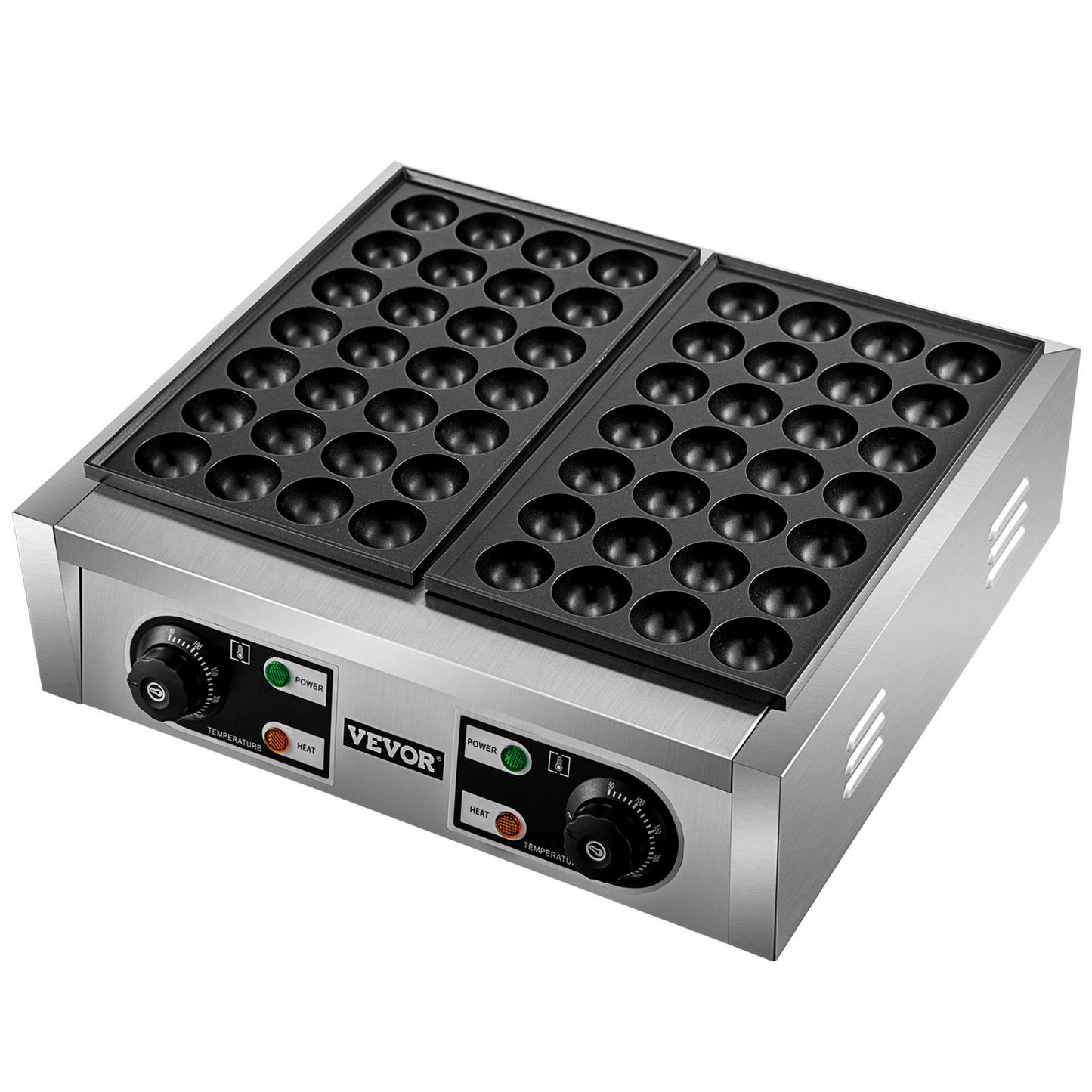 VEVOR Commercial Takoyaki Maker, 56PCs Japanese Octopus Fish Ball Machine, 2kW Heating Takoyaki Grill Maker, Octopus Meatball Machine w/ 2 Non-Stick Plates, Fish Ball Maker w/ Independent Temp Control