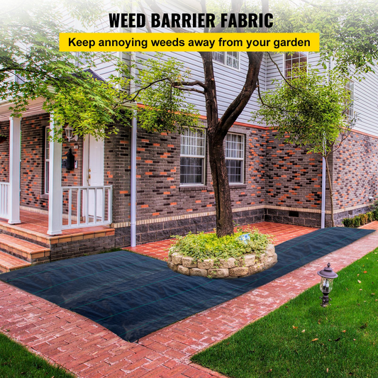 VEVOR 6.5FTx300FT Premium Weed Barrier Fabric Heavy Duty 3OZ, Woven Weed Control Fabric, High Permeability Good for Flower Bed, Geotextile Fabric for Underlayment, Polyethylene Ground Cover