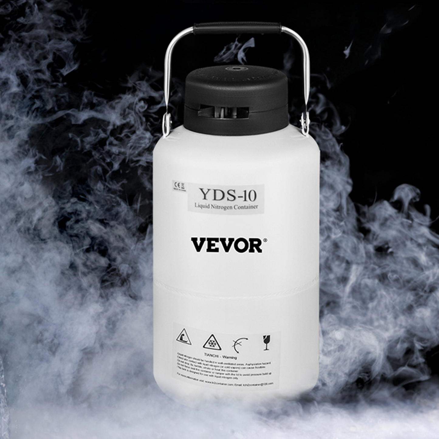 VEVOR Liquid Nitrogen Container 10L Aluminum Alloy Liquid Nitrogen Tank Cryogenic Container with 6 Canisters and Carry Bag