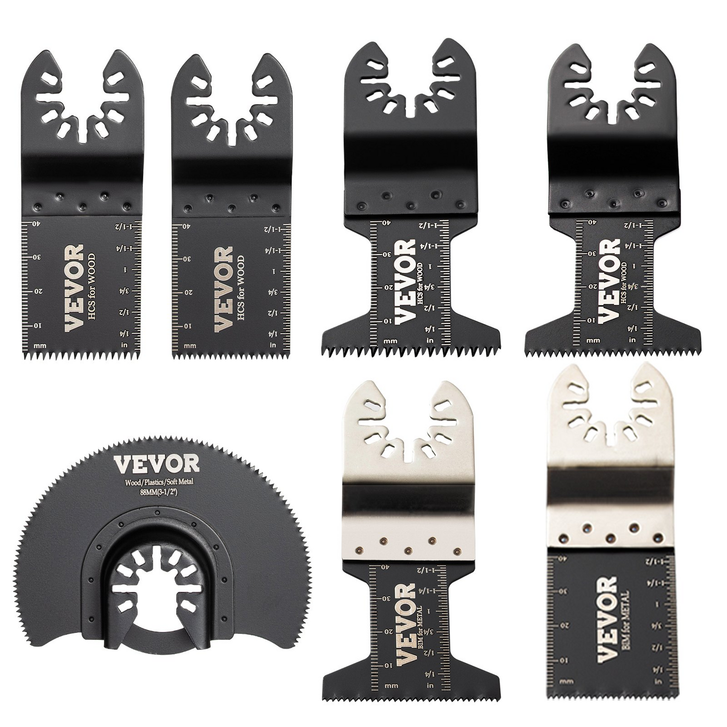 VEVOR 50 PCS Oscillating Saw Blades, Quick Release Multitool Blades Kit, HCS Tool Blades for Wood Plastic Metal Nails Bolts, Compatible with Dewalt Dremel Fein Worx Bosch Makita Milwaukee