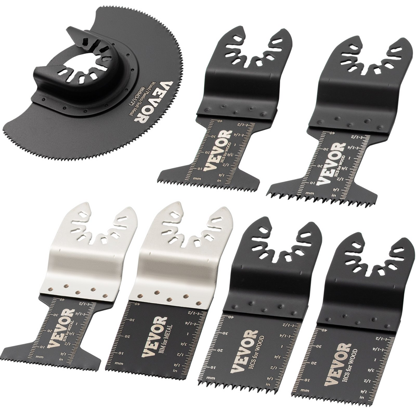 VEVOR 50 PCS Oscillating Saw Blades, Quick Release Multitool Blades Kit, HCS Tool Blades for Wood Plastic Metal Nails Bolts, Compatible with Dewalt Dremel Fein Worx Bosch Makita Milwaukee