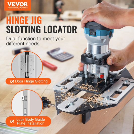 VEVOR Door Hinge Jig, Aluminum Alloy Woodworking Hole Opener, Slotting Locator, Flexible Wooden Door Hinge Hole Guide, Hinge Template Jig for Door Hinge Groove and Door Lock Installation