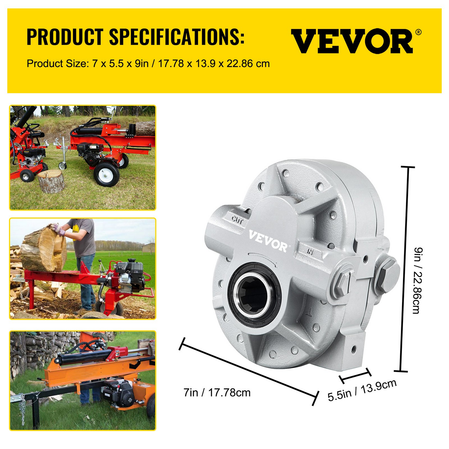 VEVOR Hydraulic Pump 21.2GPM Hydraulic Motor 540RPM Log Splitter 2250PSI Hydraulic Splitter SAE 12 Outlet Port Hydraulic Pump for Log Splitter for Truck Tailgate Lift,Scissor Lift, Dump Trailer