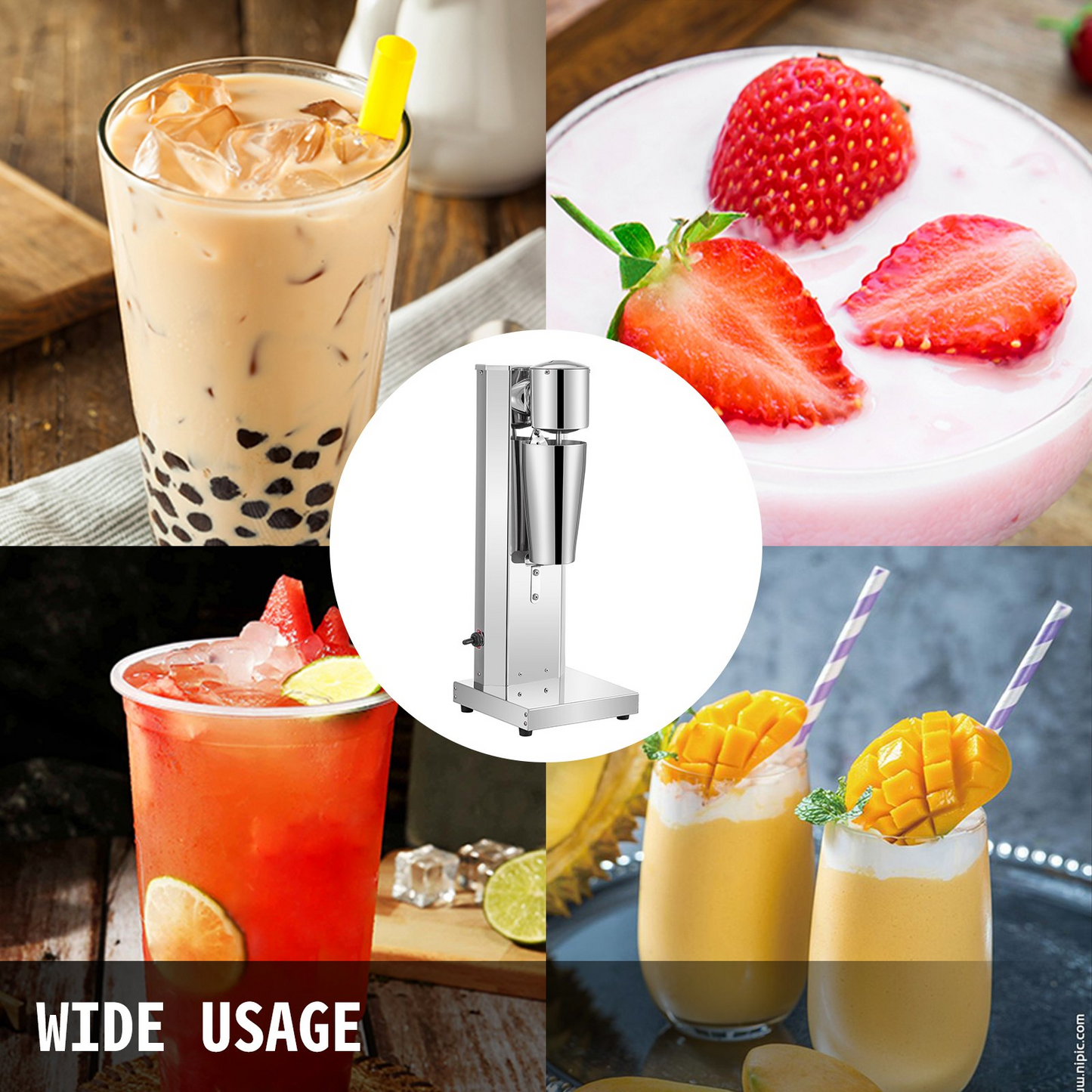 VEVOR Milkshake Maker Kit, Stainless Steel Electric Milkshake Maker, 180W Milkshake Machine, Single Head Classic Milkshake Maker with 800ml Cup, Silver Milkshake Maker Machine, 2 Speed Adjustable