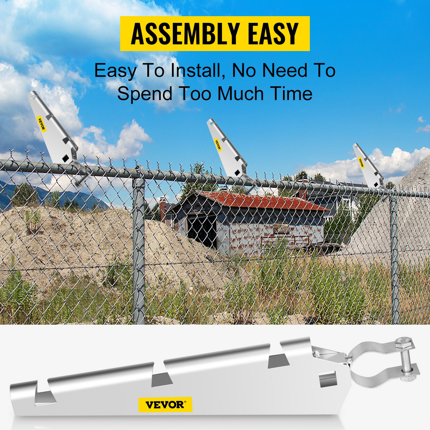 VEVOR Barbed Wire Arm Set of 10 Extend Arm Barbed Wire for 1-3/8" Top Rail Chain-Link Barbwire Arm Hot-Dip Galvanized Steel Cornered Barbwire Arm 45-Degree for Chain Link Fence Grapevine Trellises