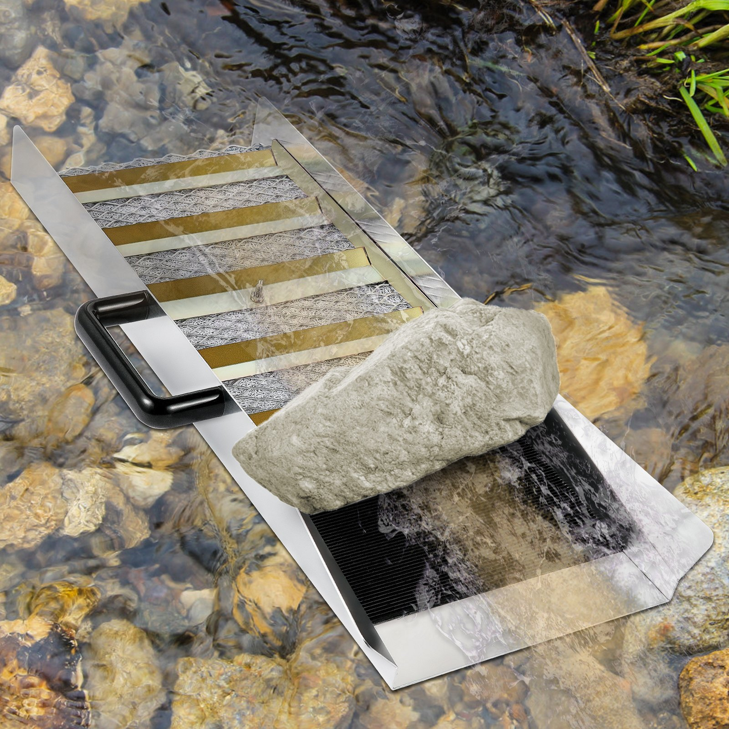 VEVOR Aluminum Alloy Sluice Box, Compact 24" Mini Sluice Boxes for Gold, Lightweight Gold Sluice Equipment, Portable Sluice Boxes w/Miner's Moss, River, Creek, Gold Panning, Prospecting, Dredging