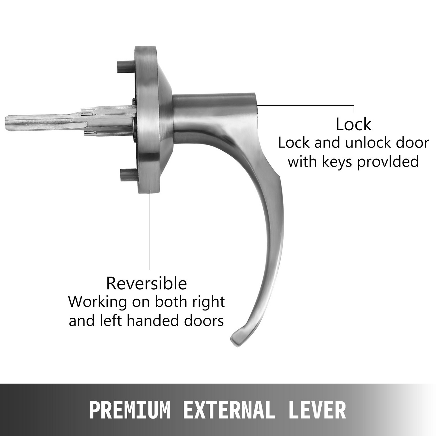 VEVOR Door Push Bar Panic Exit Device with Exterior Lever Commercial Emergency Exit Bar Panic Exit Device for Wood Metal Door Panic Exit Bar with Door Knob (Push Bar with Lever)