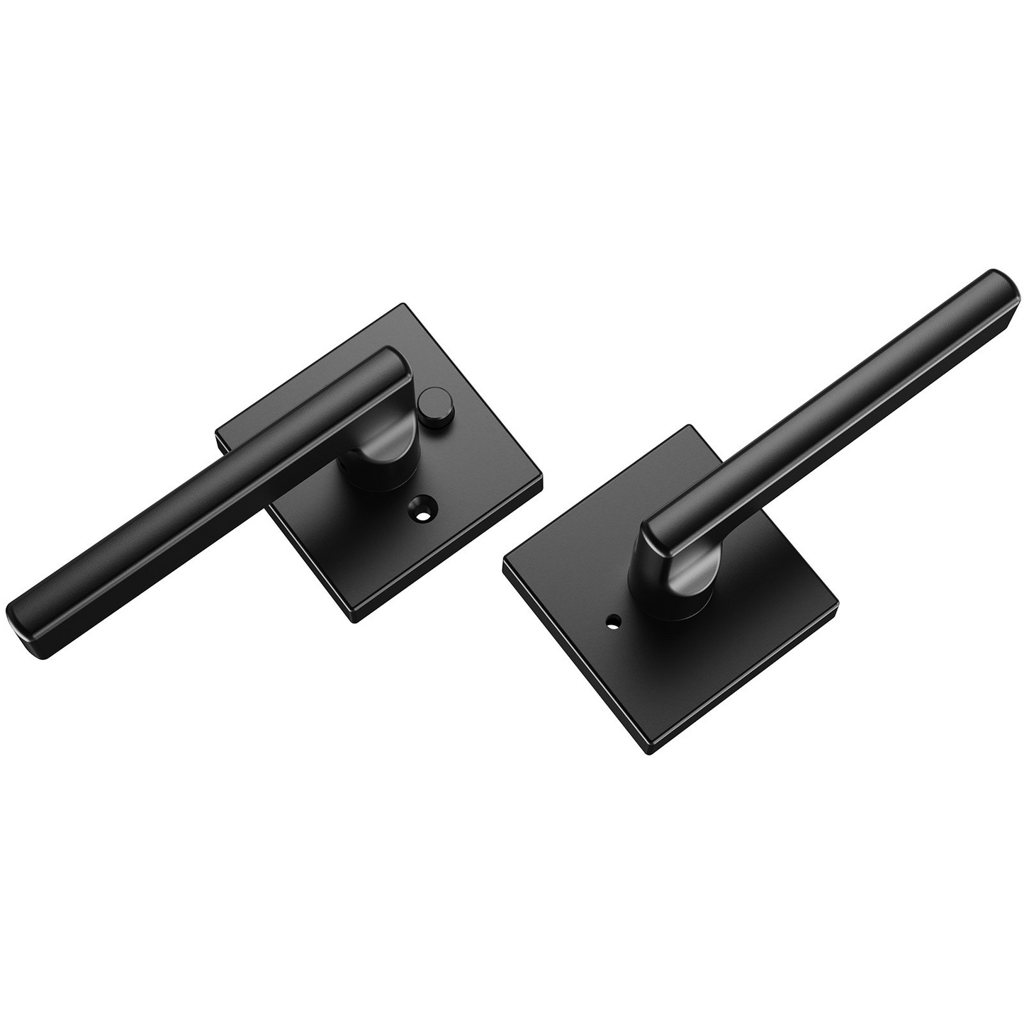 VEVOR Privacy Door Handle, 5-Pack Matte Black Door Lever, Right or Left Handing Reversible Lever with Keyless Lock, 45° Rotation to Open, Square Interior Door Handles for Bathroom and Bedroom Doors