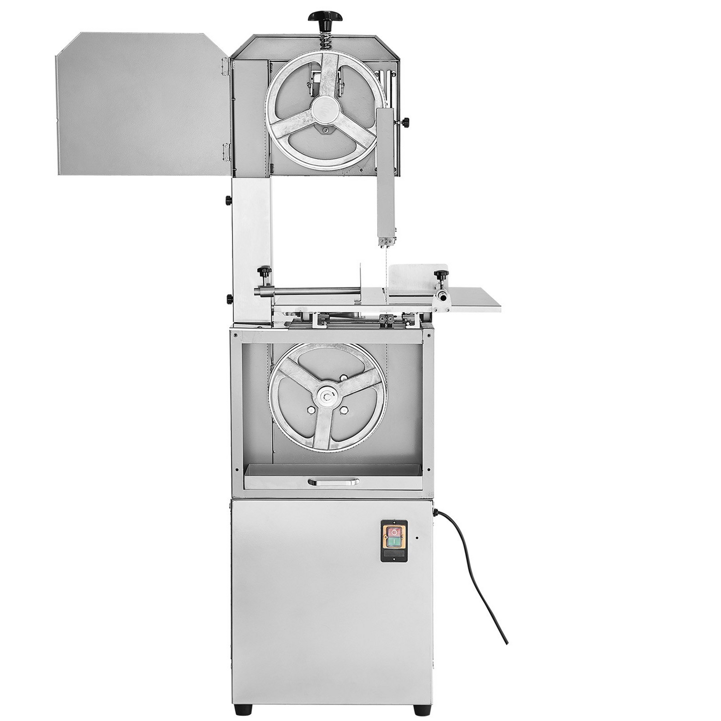 VEVOR Commercial Electric Meat Bandsaw, 850W Stainless Steel Vertical Bone Sawing Machine, Workbeach 23.6" x 18.3", 0.16-9.1 Inch Cutting Thickness, Frozen Meat Cutter with 2 Blades for Rib Pork Beef