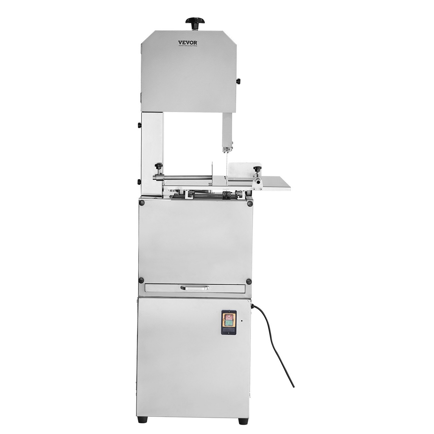 VEVOR Commercial Electric Meat Bandsaw, 850W Stainless Steel Vertical Bone Sawing Machine, Workbeach 23.6" x 18.3", 0.16-9.1 Inch Cutting Thickness, Frozen Meat Cutter with 2 Blades for Rib Pork Beef