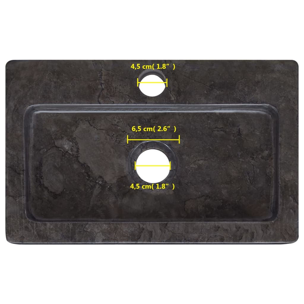 vidaXL Wall-mounted Sink Black 15"x9.4"x2.6" Marble