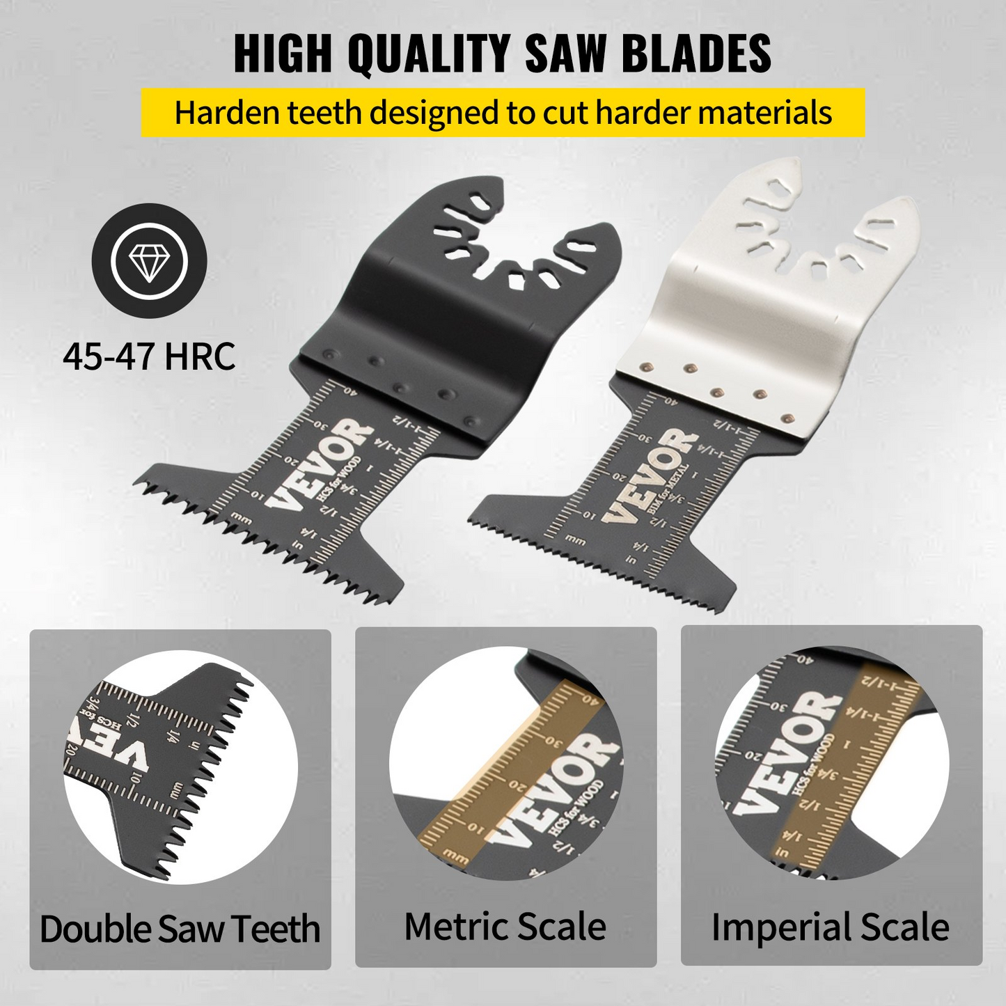 VEVOR 50 PCS Oscillating Saw Blades, Quick Release Multitool Blades Kit, HCS Tool Blades for Wood Plastic Metal Nails Bolts, Compatible with Dewalt Dremel Fein Worx Bosch Makita Milwaukee