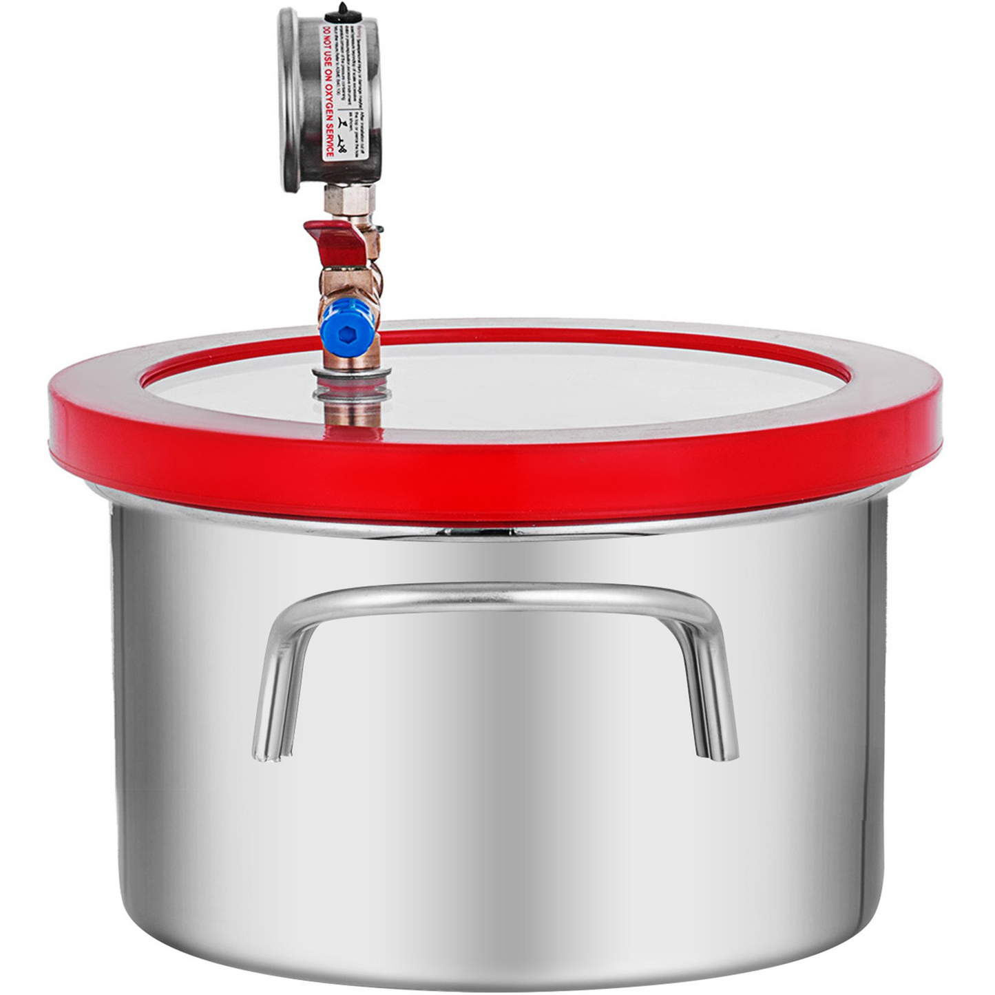 VEVOR Vacuum Chamber 1.5 Gallon Vacuum Degassing Chamber Glass Lid Stainless Steel Degassing Chamber Silicones for Gas Extraction and Protect Food